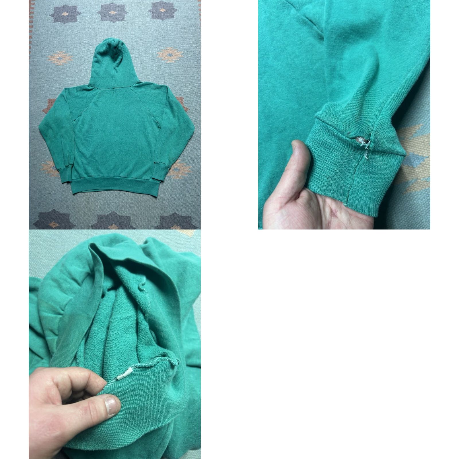 Altea VINTAGE 70s pullover hoodie sweatshirt Blue Mens Hoodie M Teal Turquoise Distressed Sleeve? Size US M / EU 48-50 / 2 - 8 Thumbnail