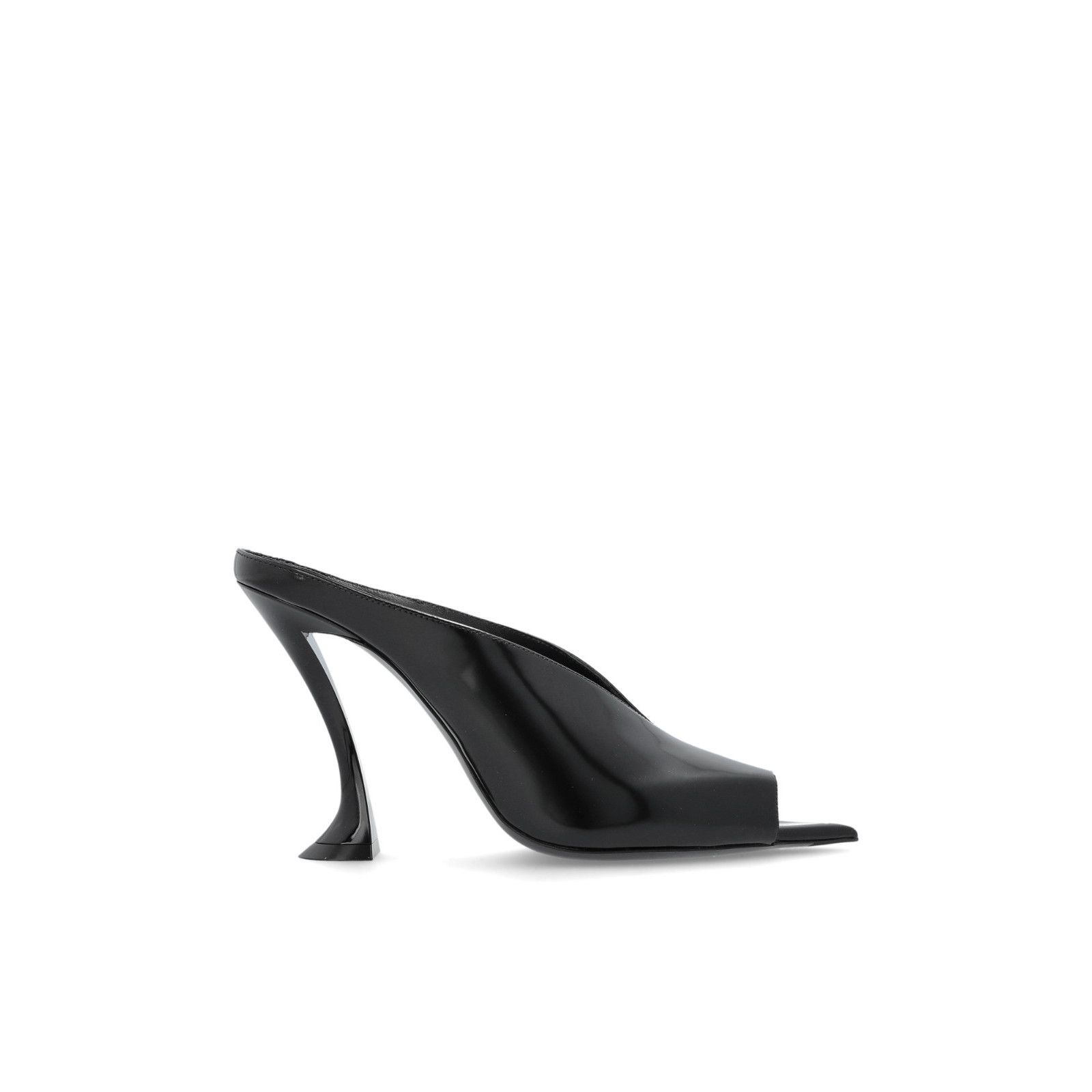 LANVIN Black Leather 120mm Heel Mules New & Authentic (Women