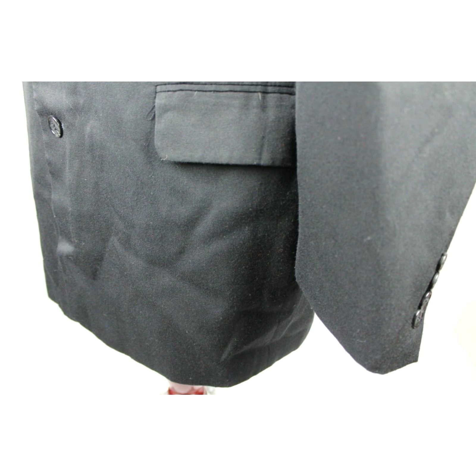 Vintage Vitali Jacket Mens 42L Black Solid Polyester & Rayon Sport Coat Blazer Long 3-Button Business Casual Formal Party/Cocktail Travel Wedding Mens Size 42R - 4 Thumbnail