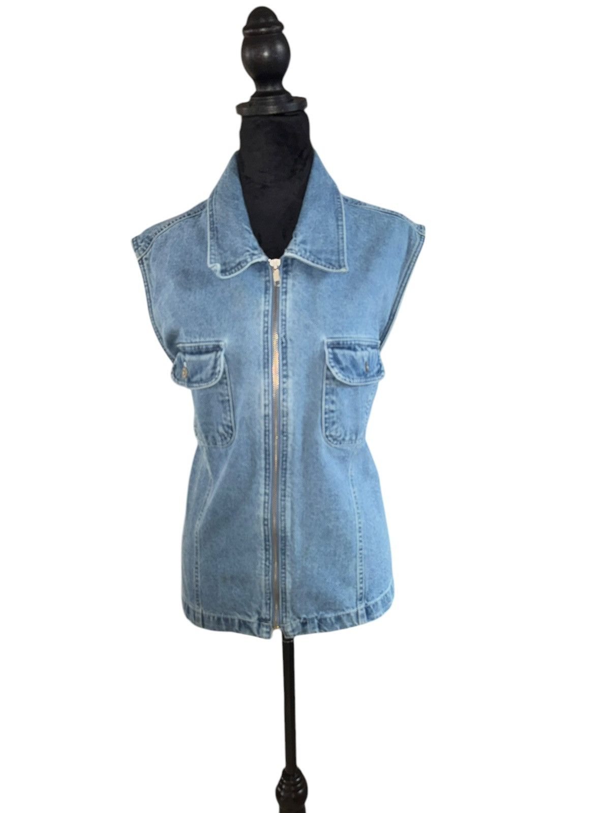 Faded Glory × Vintage VTG 90s Denim full zip vest Denim by Faded Glory size 22 Size XXL / US 16-18 / IT 52-54 - 2 Thumbnail