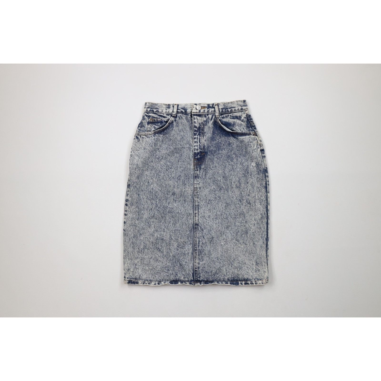 Vintage Vintage 90s Streetwear Distressed Acid Wash Denim Jean Skirt Size 28" / US 6 / IT 42 - 1 Thumbnail