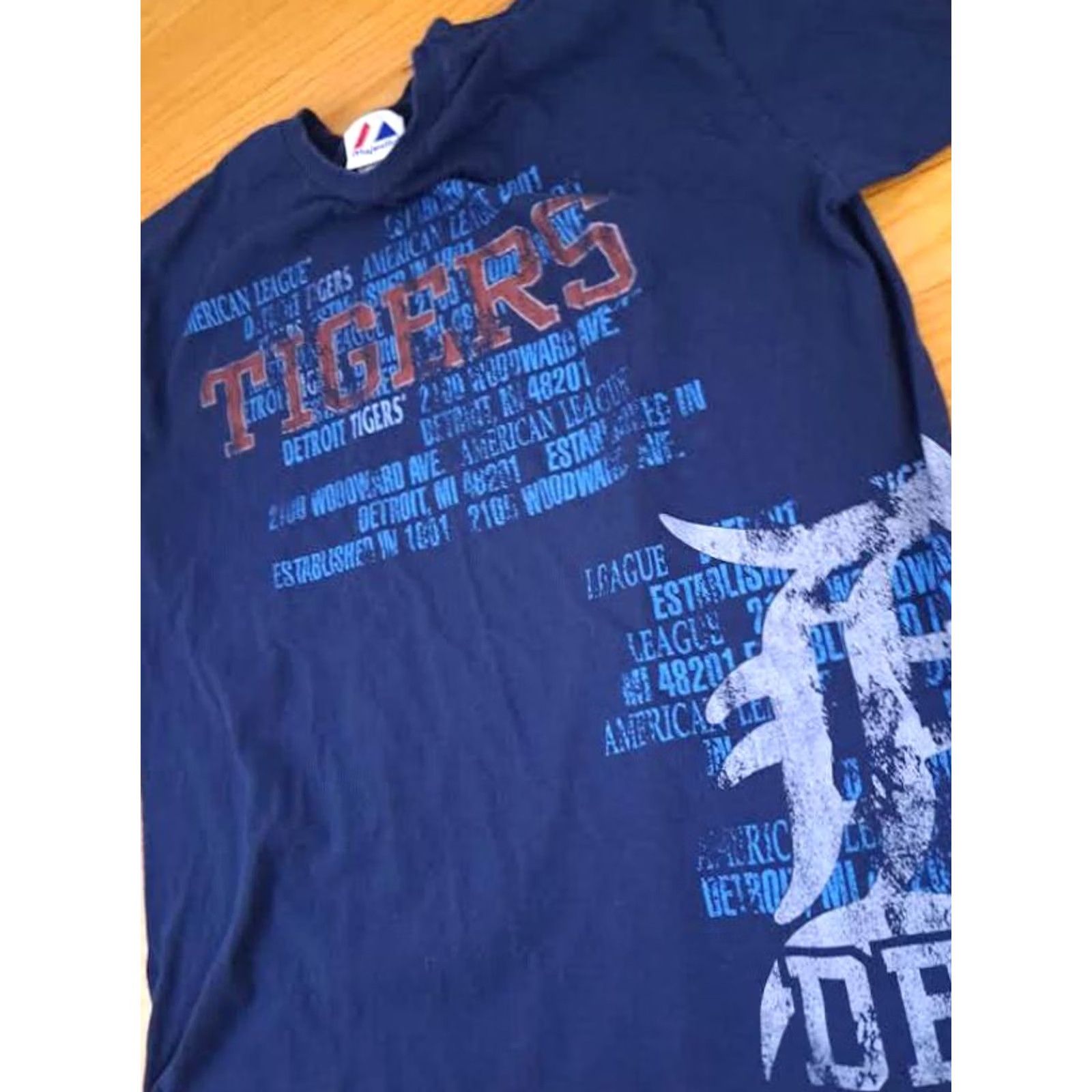 Vintage Majestic Detroit Tigers Baseball T-Shirt XL Blue Mens Regular X-Large American League Classic Sports Size US XL / EU 56 / 4 - 3 Thumbnail