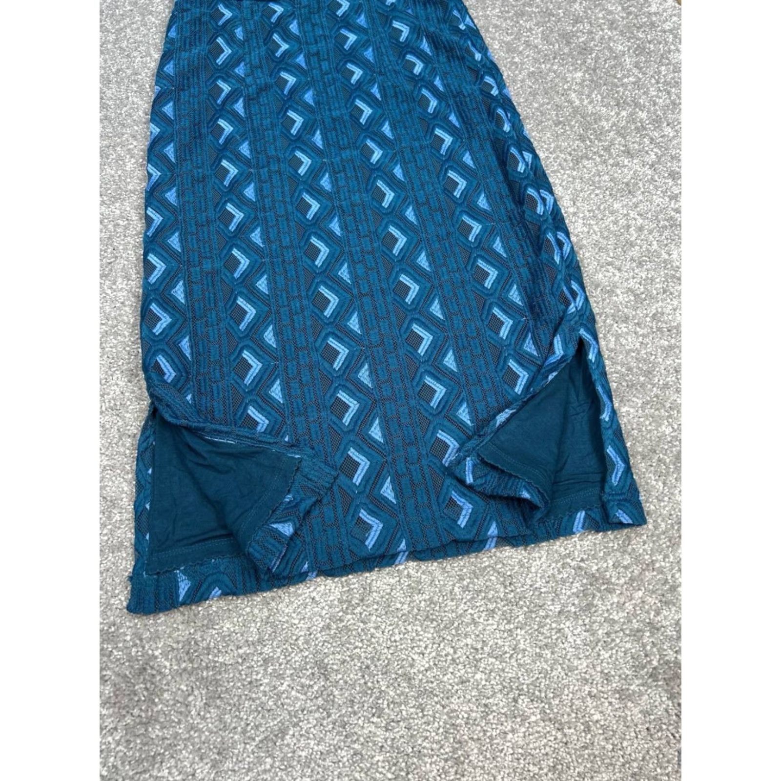 Anthropologie VINTAGE By Anthropologie Sienna Embroidered Pencil Skirt Womens 0 Blue Straight Side Zip Size 25" / US 0 / IT 36 - 2 Thumbnail