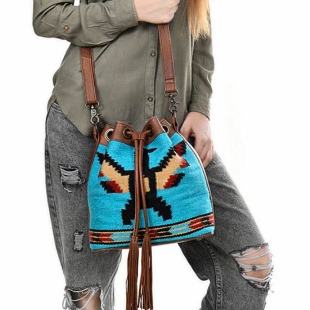 Other New Western Woven Thunderbird Leather Bucket Handbag Size ONE SIZE - 2 Thumbnail