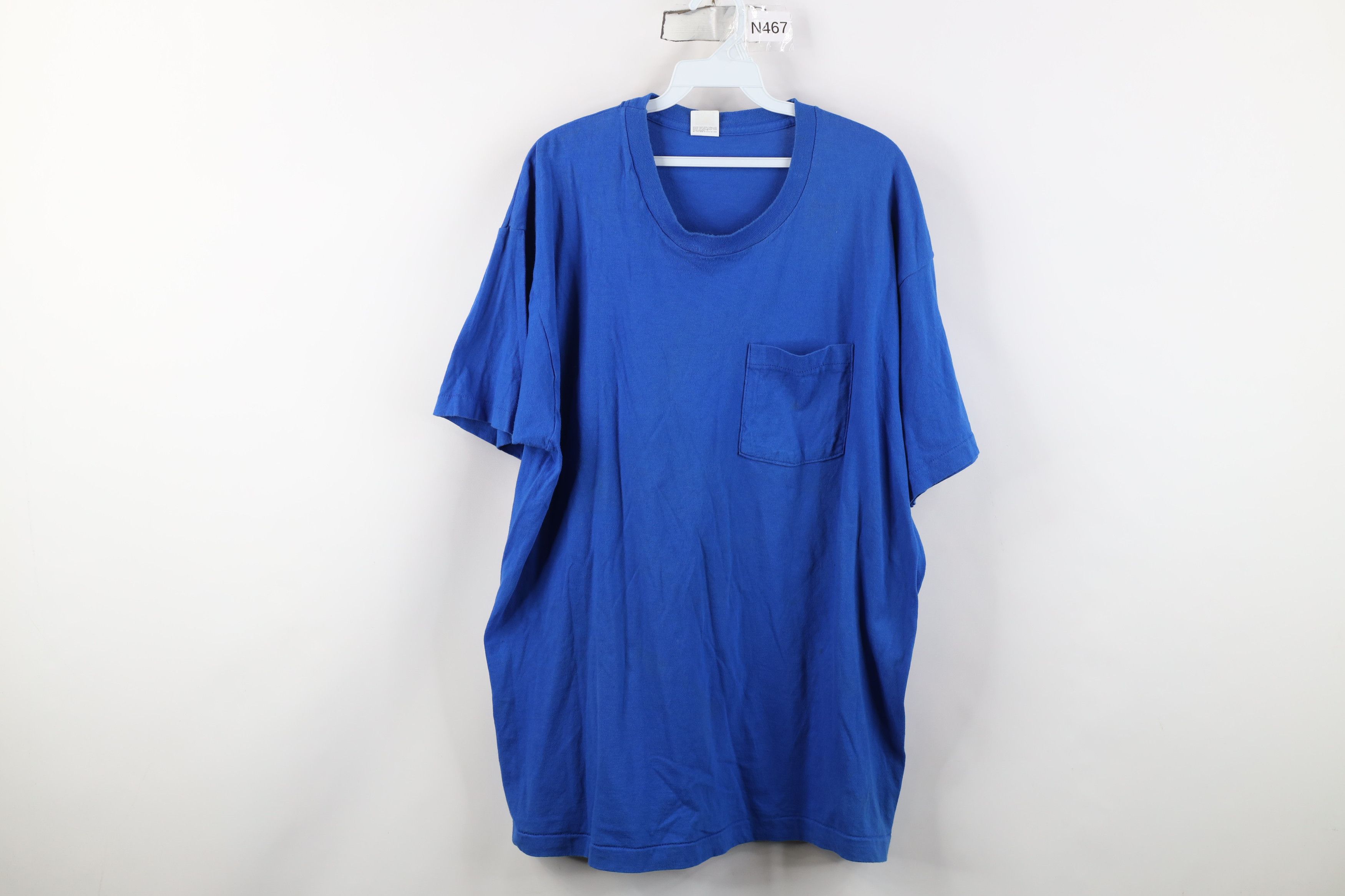 Vintage Vintage 90s Streetwear Blank Cotton T-Shirt Royal Blue USA Size US XXL / EU 58 / 5 - 1 Thumbnail