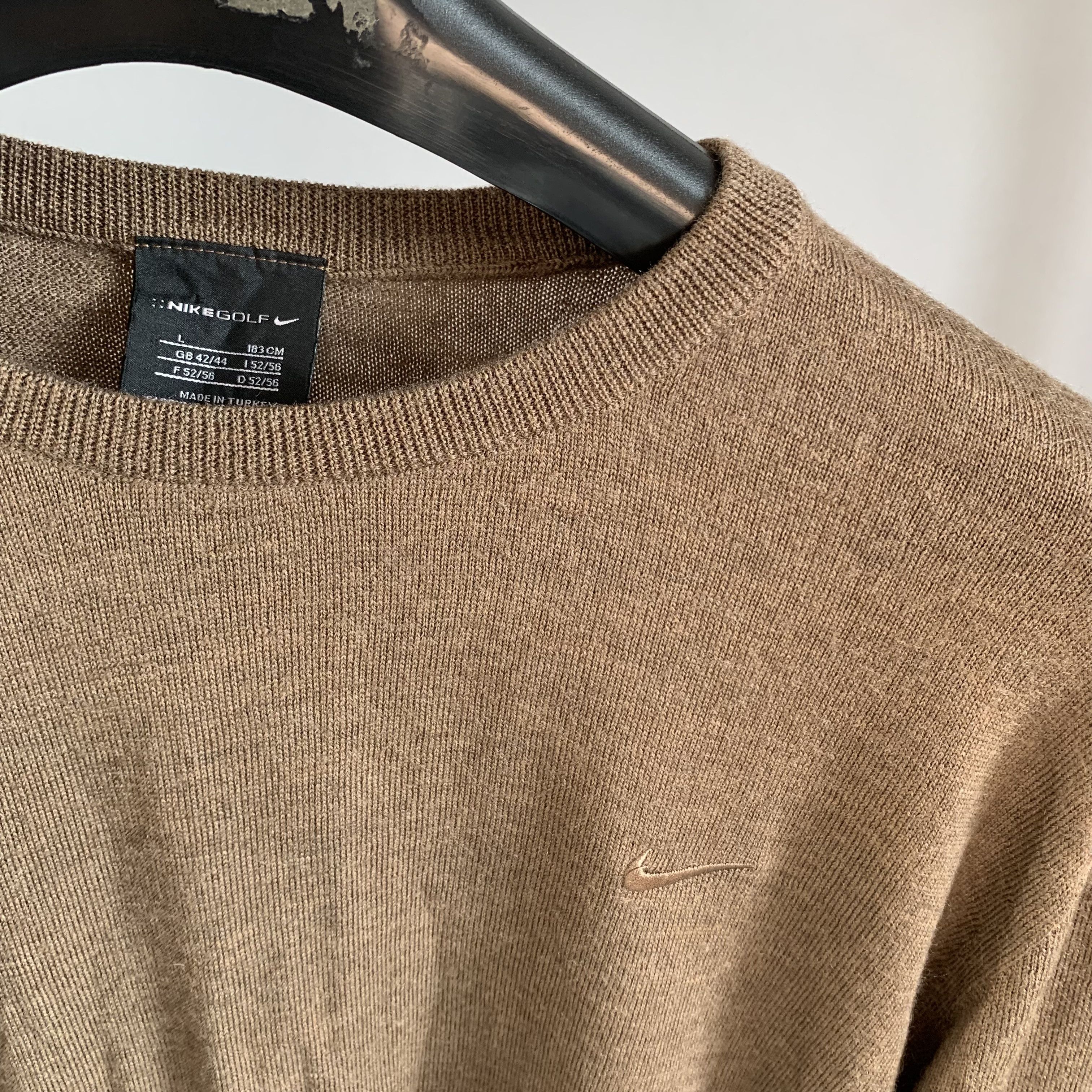 Nike × Vintage Nike Vintage Rare Brown CrewNeck Baggy Wool Sweater Size US L / EU 52-54 / 3 - 3 Thumbnail
