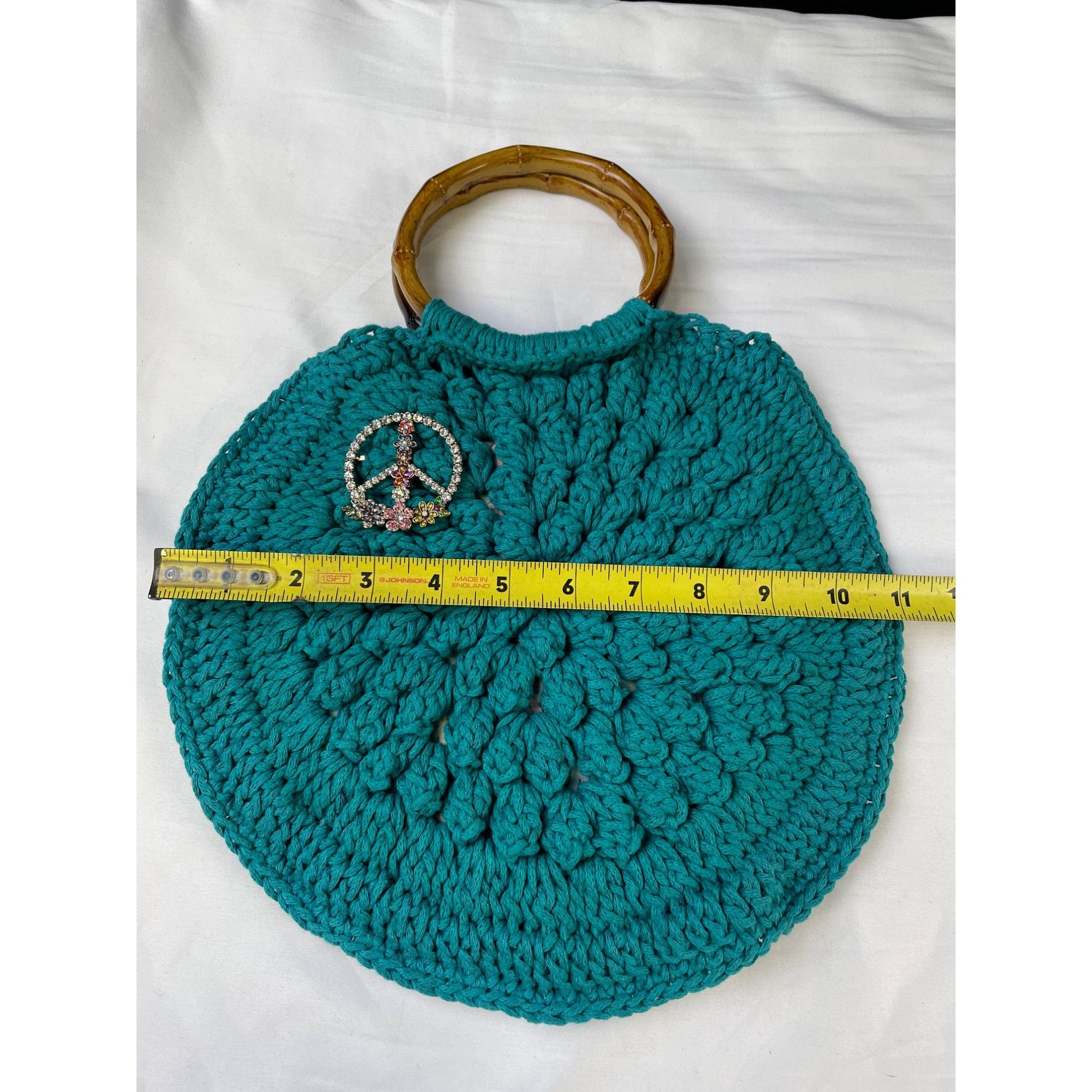 Other Handmade Women's Peace Reversible Knitted Green/Multi Handba Size ONE SIZE - 5 Thumbnail