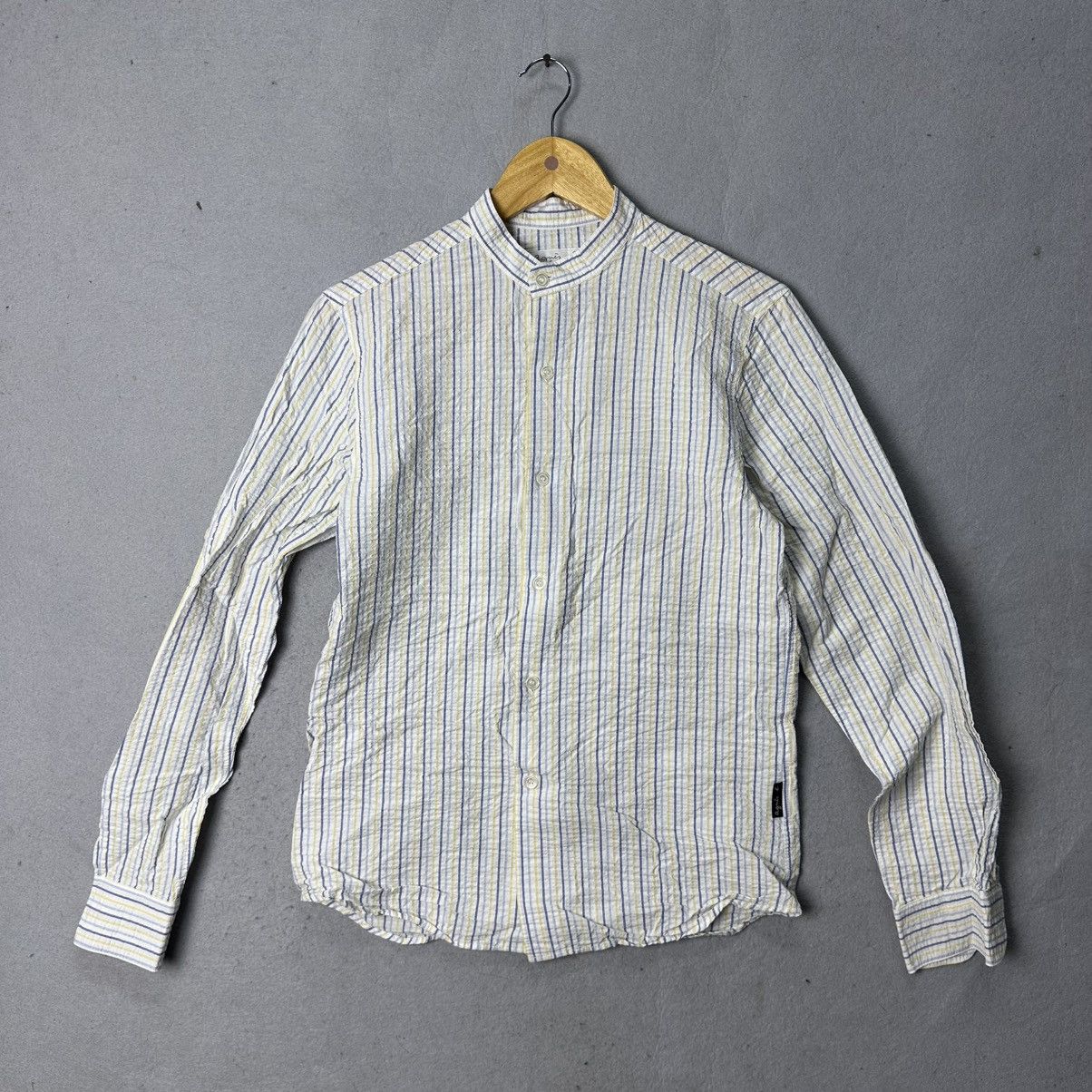 agnes b. Vintage Agnes B Homme Paris Stripe Band Collar Shirt Size XS / US 0-2 / IT 36-38 - 1 Thumbnail