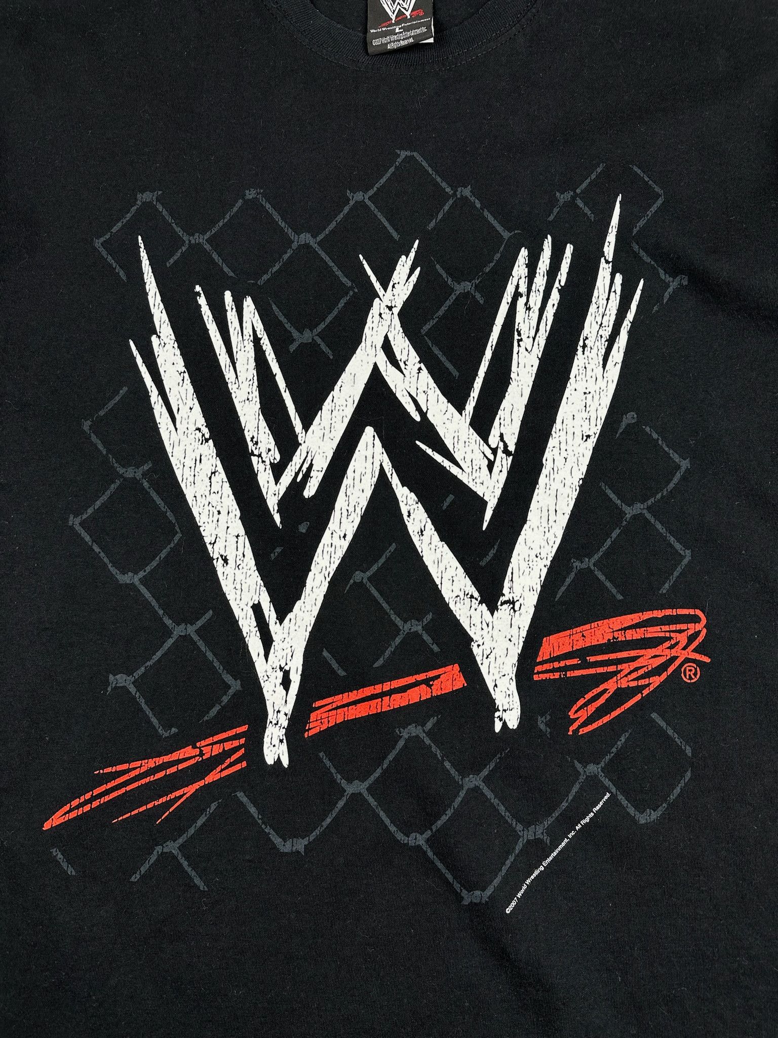 Vintage Vintage 2007 WWE Wrestling Logo Black Large T-Shirt Size US L / EU 52-54 / 3 - 4 Thumbnail