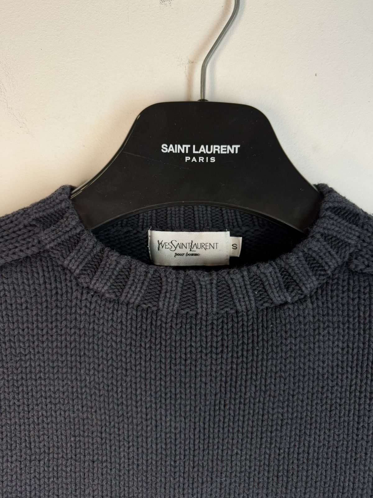 Yves Saint Laurent Heavy YSL Sweater Knit Thick Grey/black Paris Sweatshirt Size US S / EU 44-46 / 1 - 4 Thumbnail