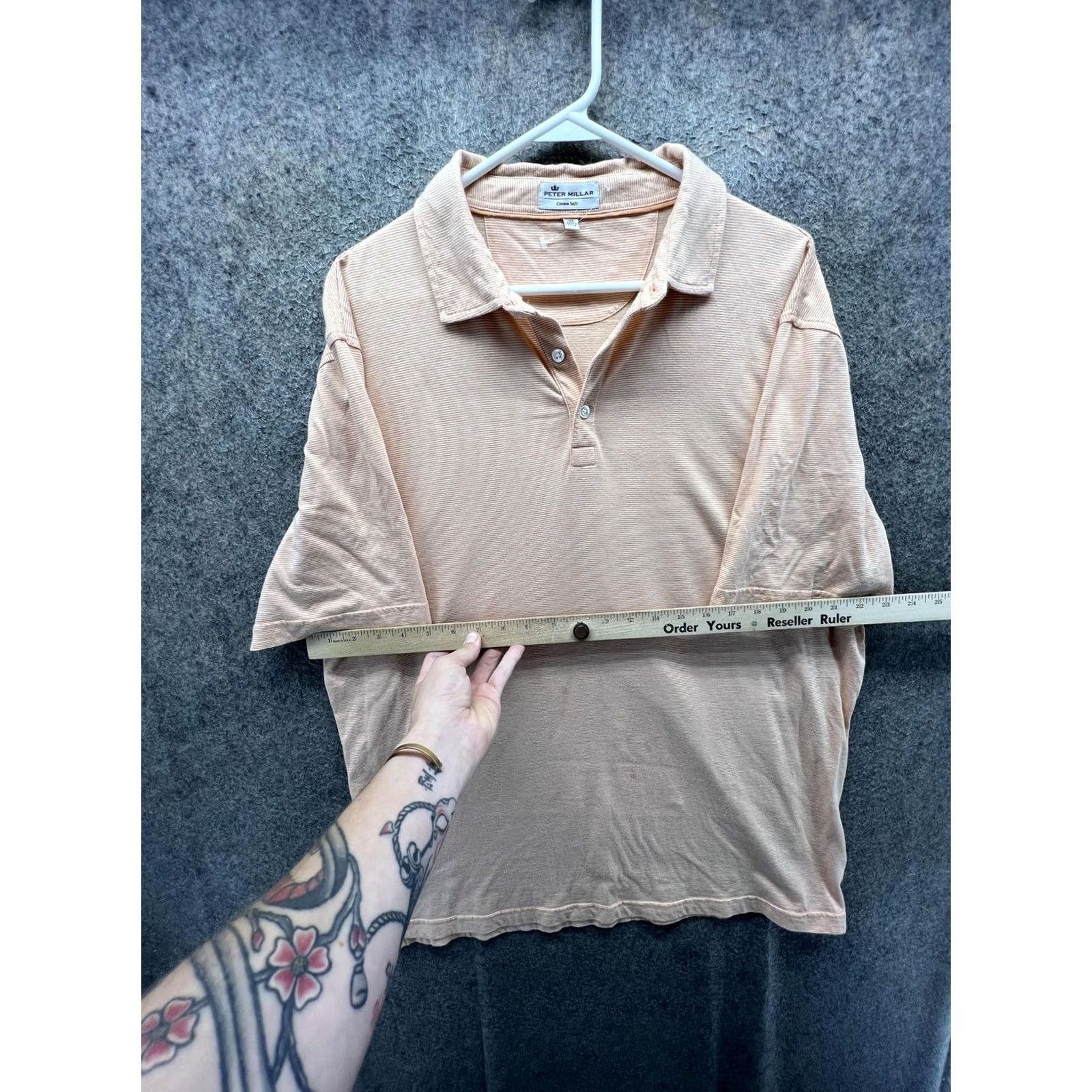 Peter Millar Peter Millar Crown Sport Polo Shirt Mens XL Orange Striped Short Sleeve Size US XL / EU 56 / 4 - 4 Thumbnail