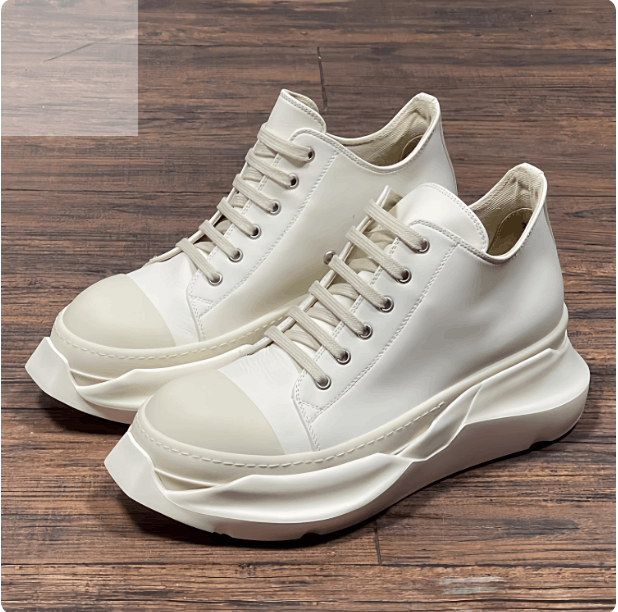 Rick Owens Drkshdw RO Men's Milk White Faux Leather Low Shoes Size US 7.5 / EU 40-41 - 5 Thumbnail