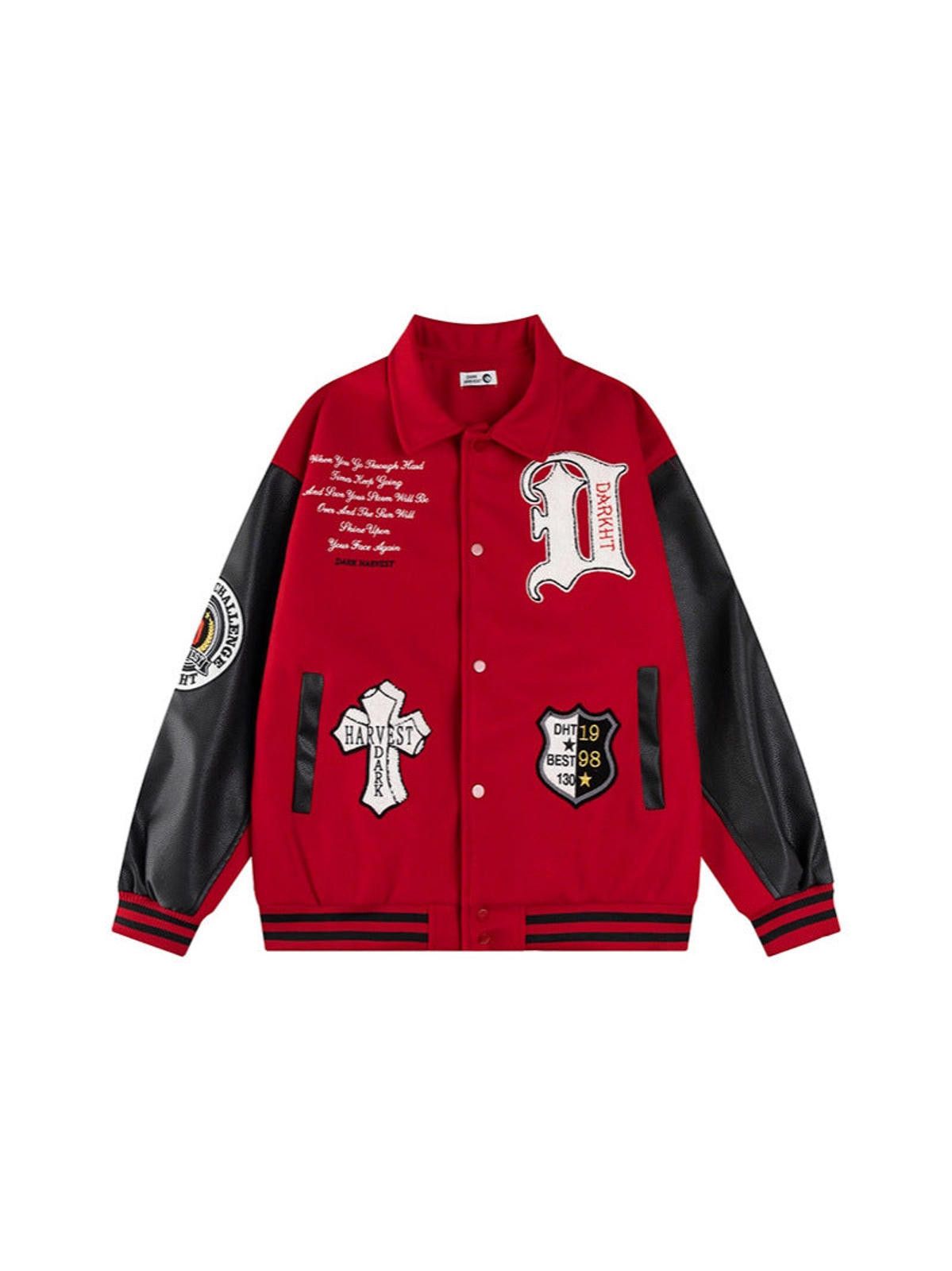 Japanese Brand Cross Patchwork Varsity Jacket with Patch Details Size US M / EU 48-50 / 2 - 1 Thumbnail