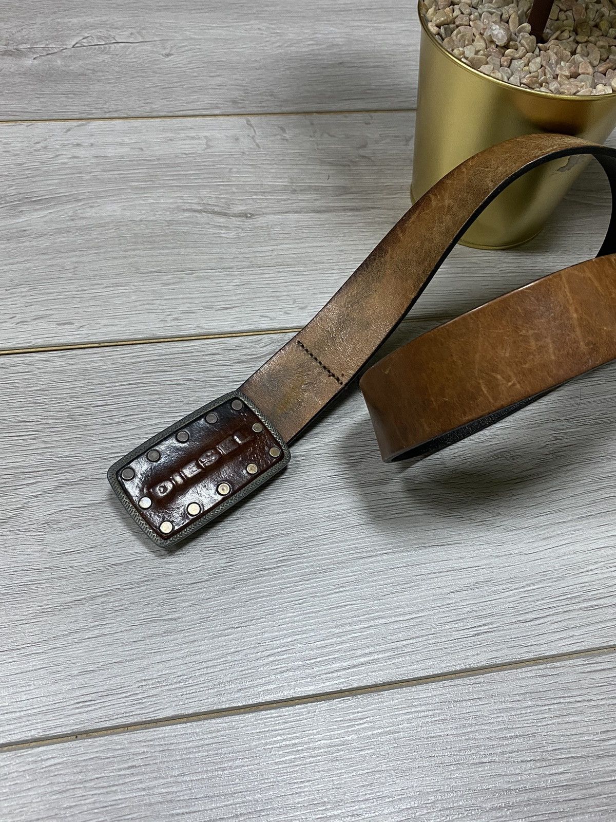 Diesel Diesel 3d logo Stamping vintage leather belt Size ONE SIZE - 2 Thumbnail
