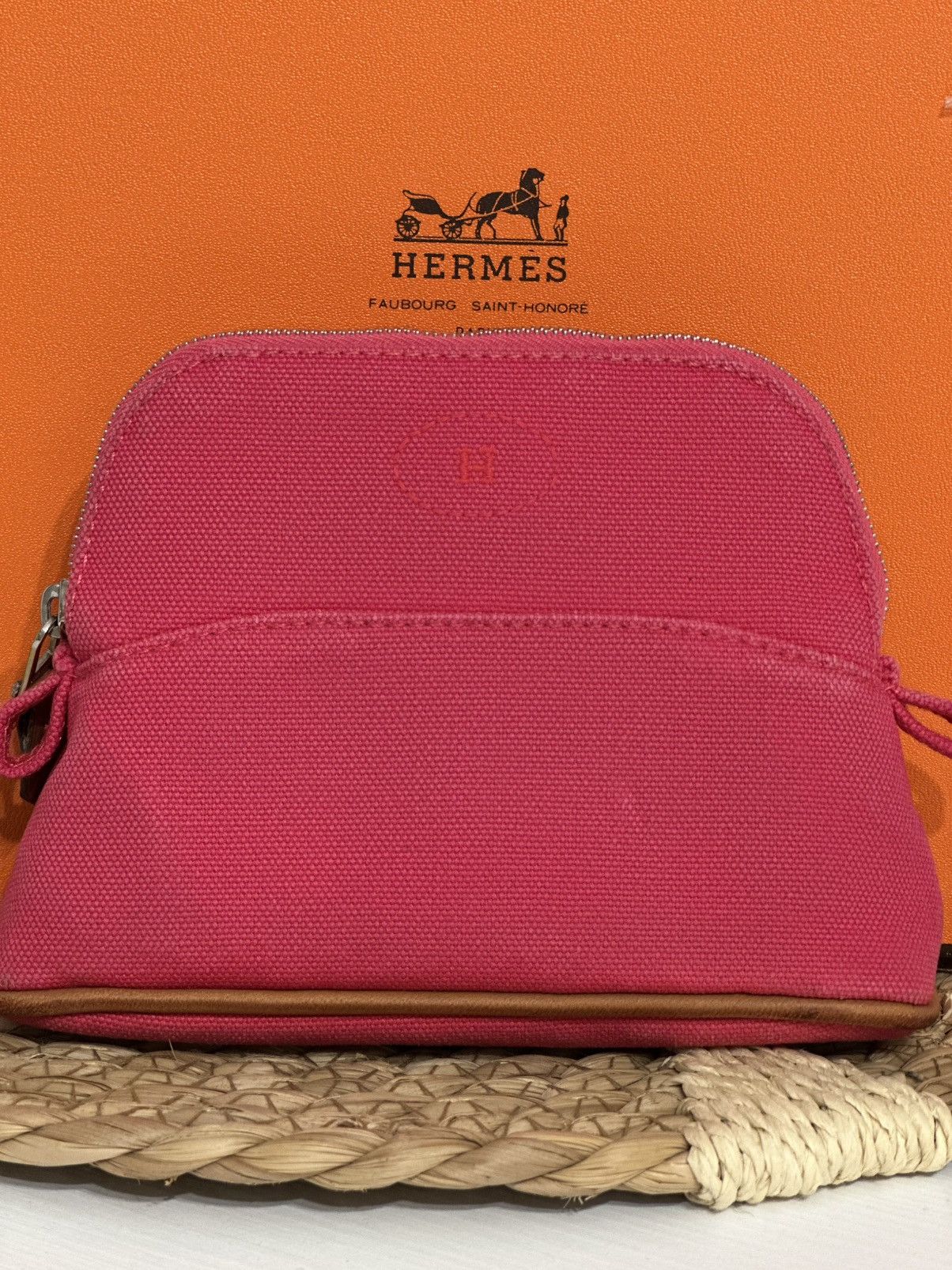 Hermes Hermès Paris Pochette in Tela Rosa con Dettagli in Pelle Size ONE SIZE - 1 Thumbnail