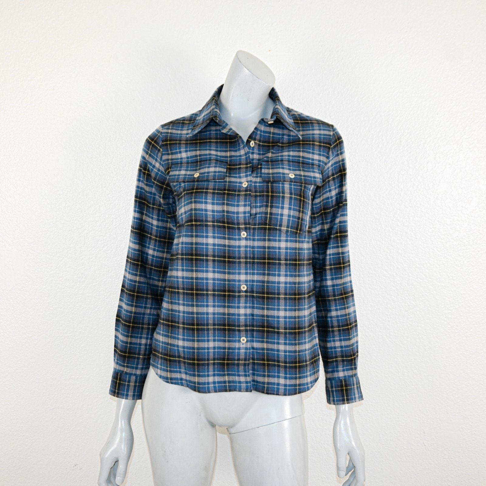 A.P.C. A.P.C. Blue Plaid Button up Flannel Shirt 100% Cotton Size XS / US 0-2 / IT 36-38 - 2 Thumbnail