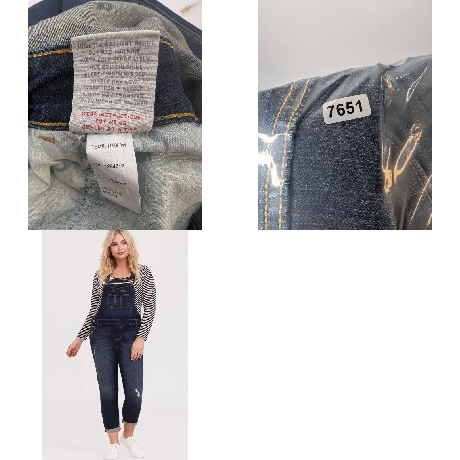 Torrid VINTAGE Torrid Crop Jean Bib Overalls Denim Women's Sz 20 NWT Dark Wash Stretch Denim Buckle Button Pattern: Solid Leather/Belt Loops? Size 42" / US 20 - 10 Thumbnail