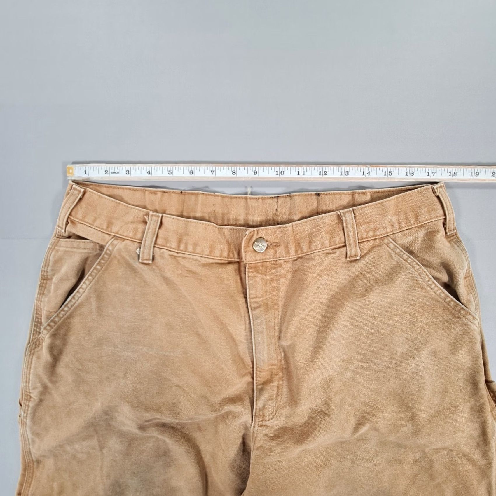 Carhartt Carhartt Mens Trousers Canvas Brown W38 L29 Carpenter Fit Dungaree Pants B11 BRN Size US 38 / EU 54 - 4 Thumbnail