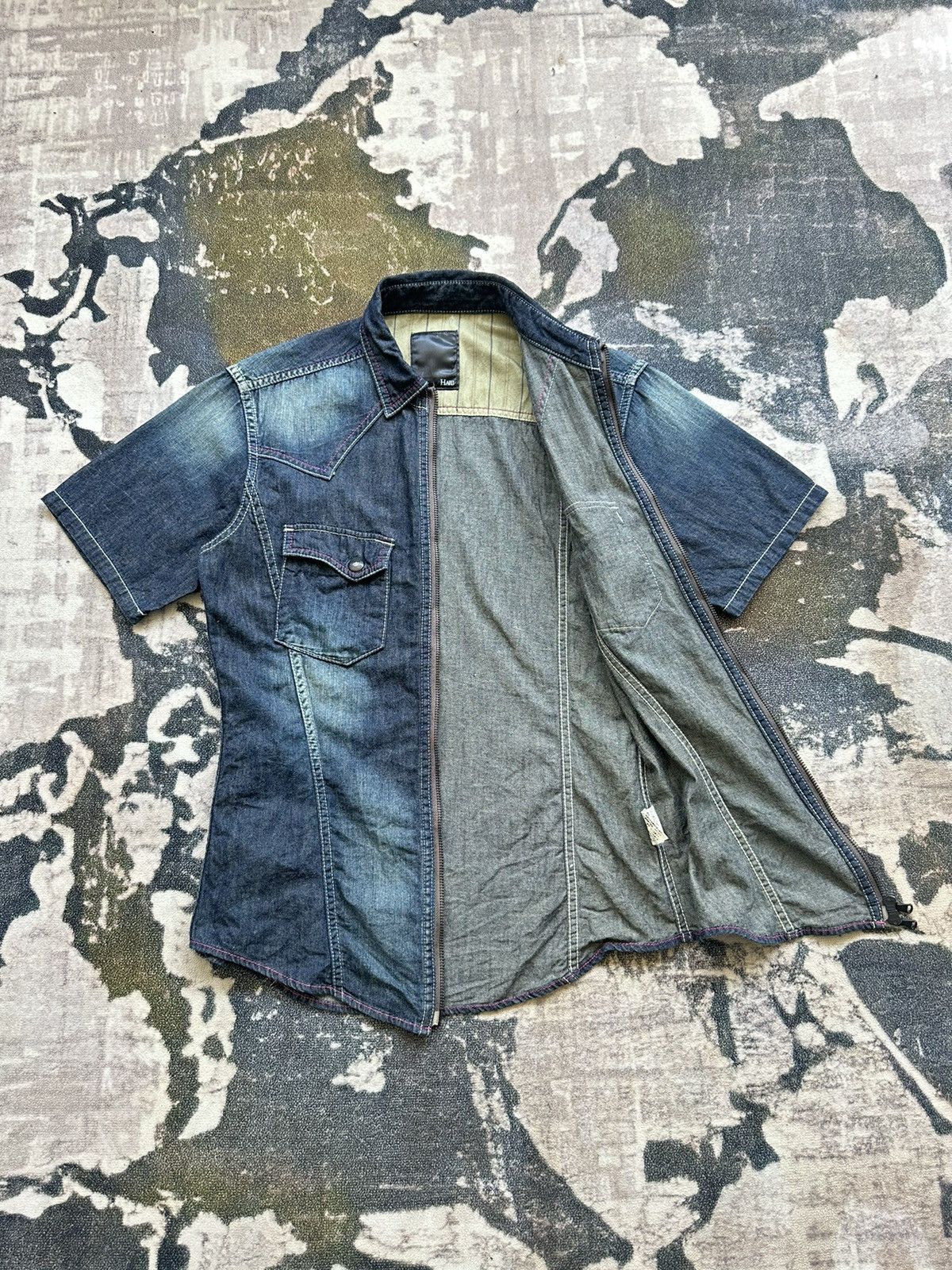 Tete Homme 00’s HALB by Tete Homme zipper denim shirt Size US M / EU 48-50 / 2 - 6 Thumbnail