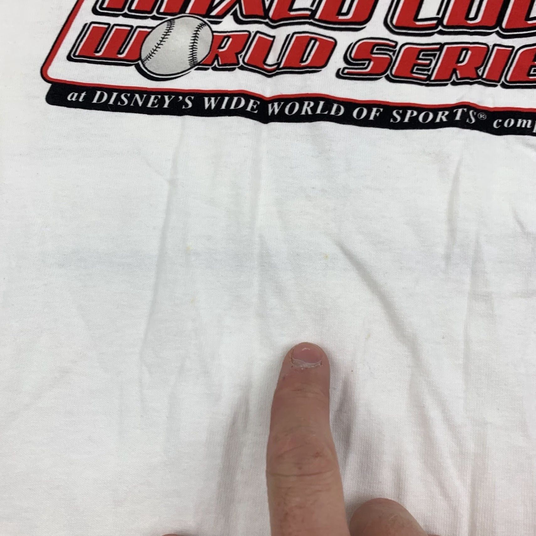 Disney VINTAGE Walt Disney World USSSA Baseball T Shirt Adult 2XL White Crew Neck Short Sleeve World Series Mens Size US XXL / EU 58 / 5 - 7 Thumbnail