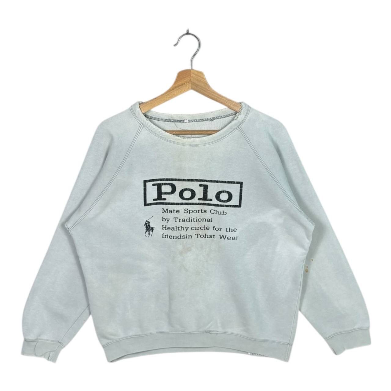 Vintage Thrashed Vtg 90s Polo Mate Sports Club Sun Faded Sweatshirt Size US L / EU 52-54 / 3 - 1 Thumbnail