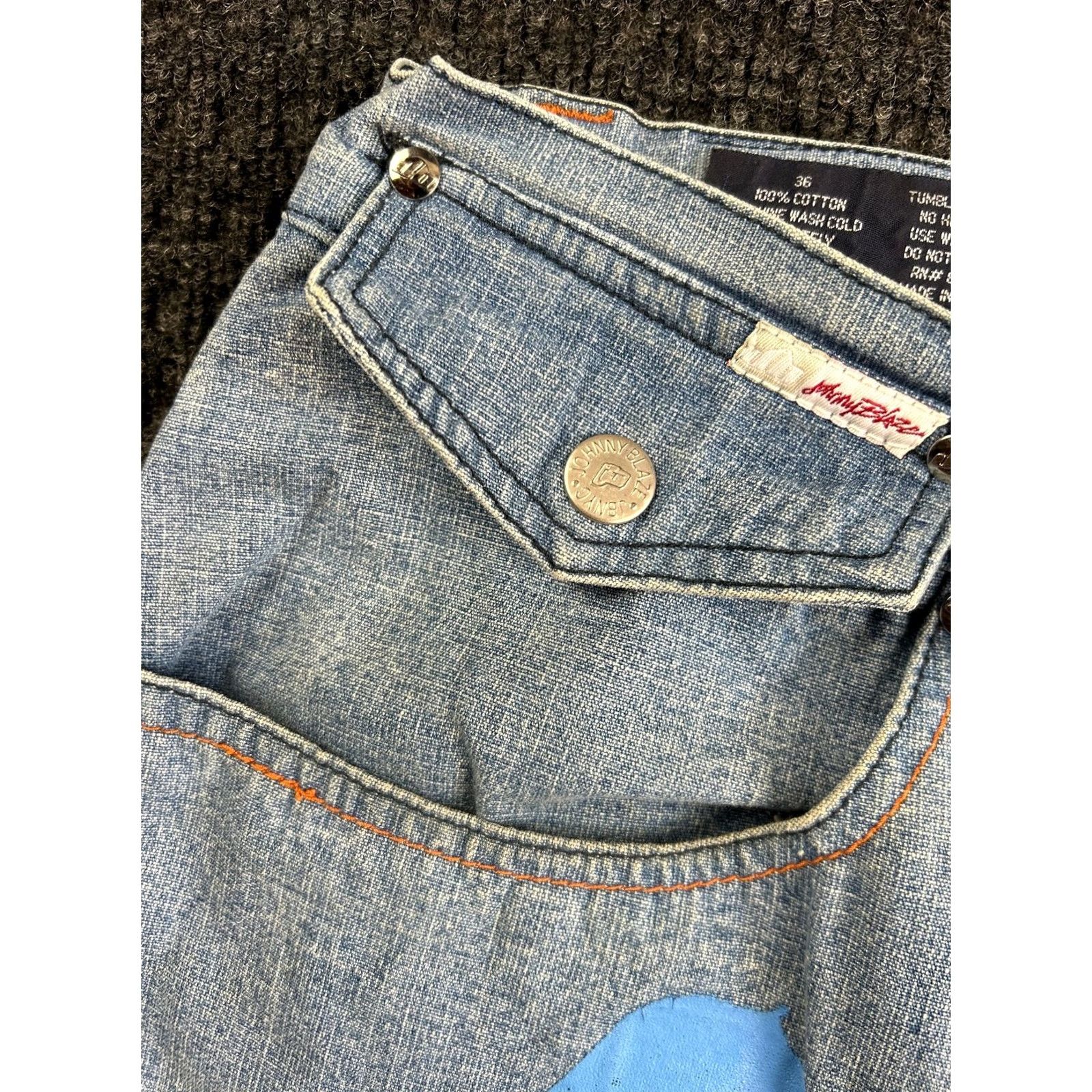 Denime VINTAGE Johnny Blaze Jeans 36 Paint Streaks Baggy Loose Hip Hop Denim Mens Size US 36 / EU 52 - 4 Thumbnail