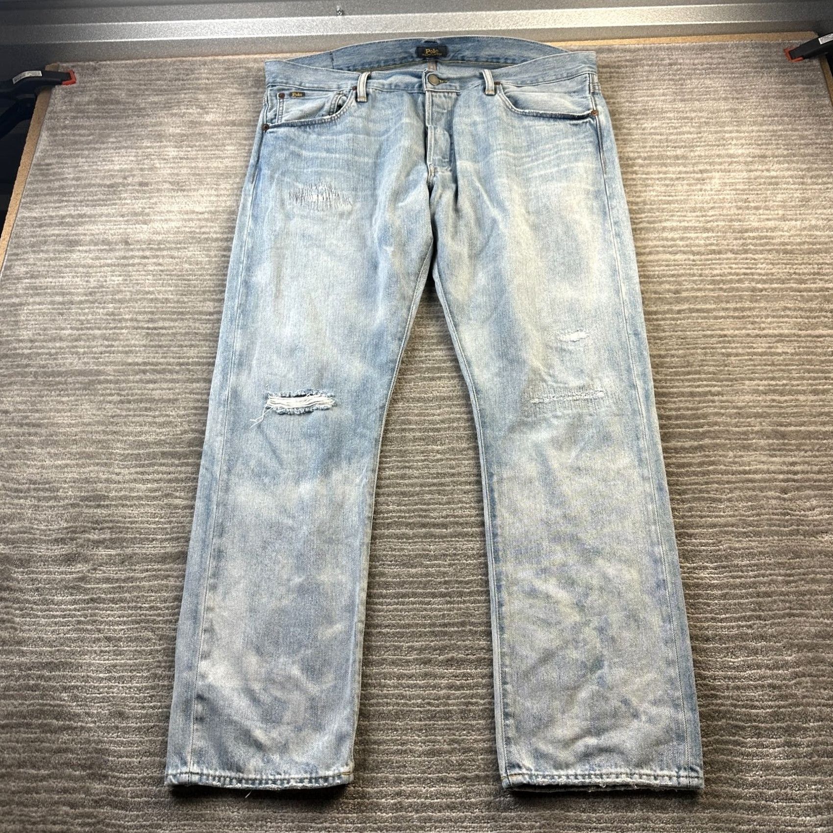 Polo Ralph Lauren Polo Ralph Lauren Jeans Mens 36x30 Blue Denim Varick Patchwork Button Fly Slim Straight Size US M / EU 48-50 / 2 - 2 Thumbnail