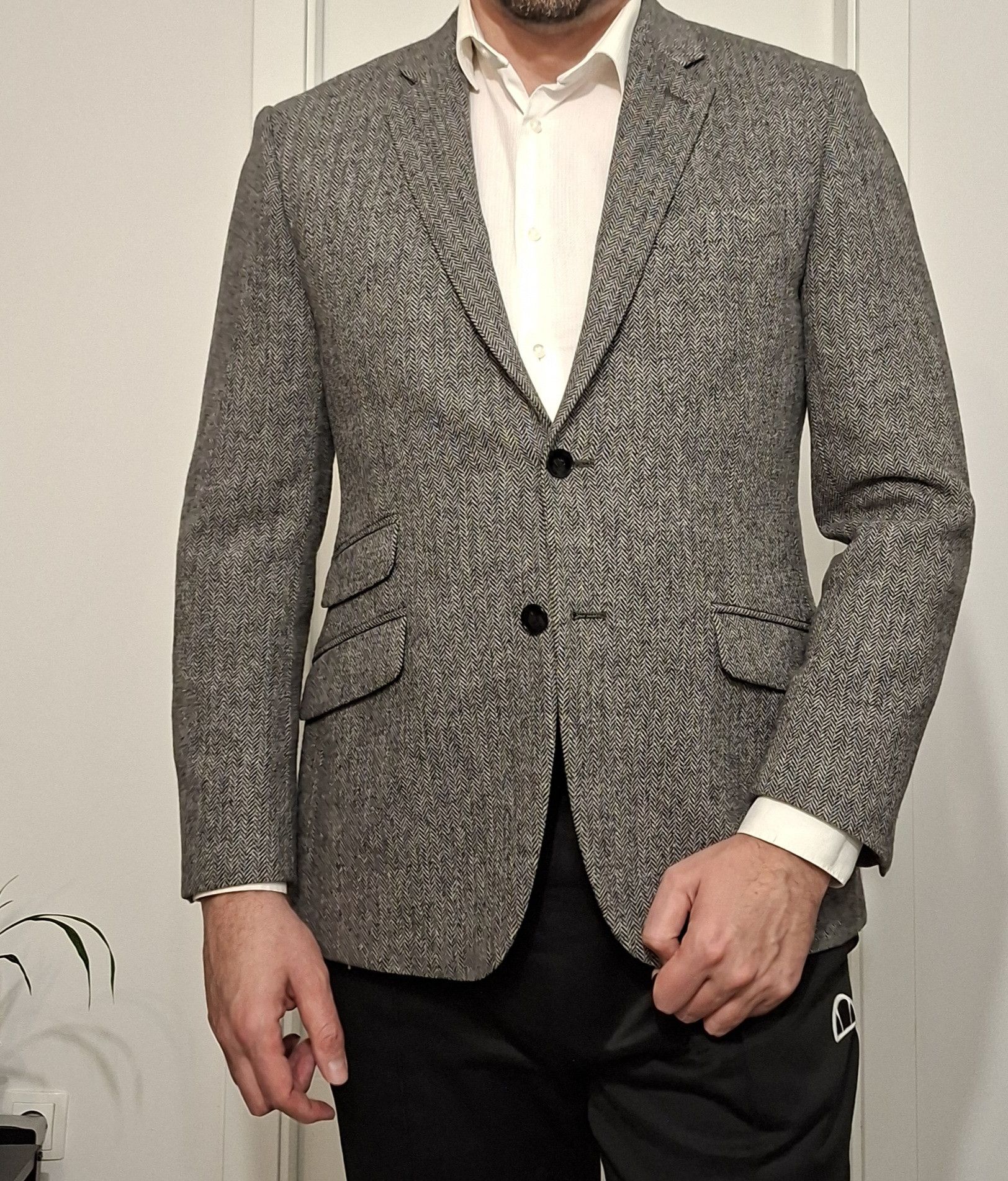 T.M.Lewin Argyle Grey-Herringbone Jacket