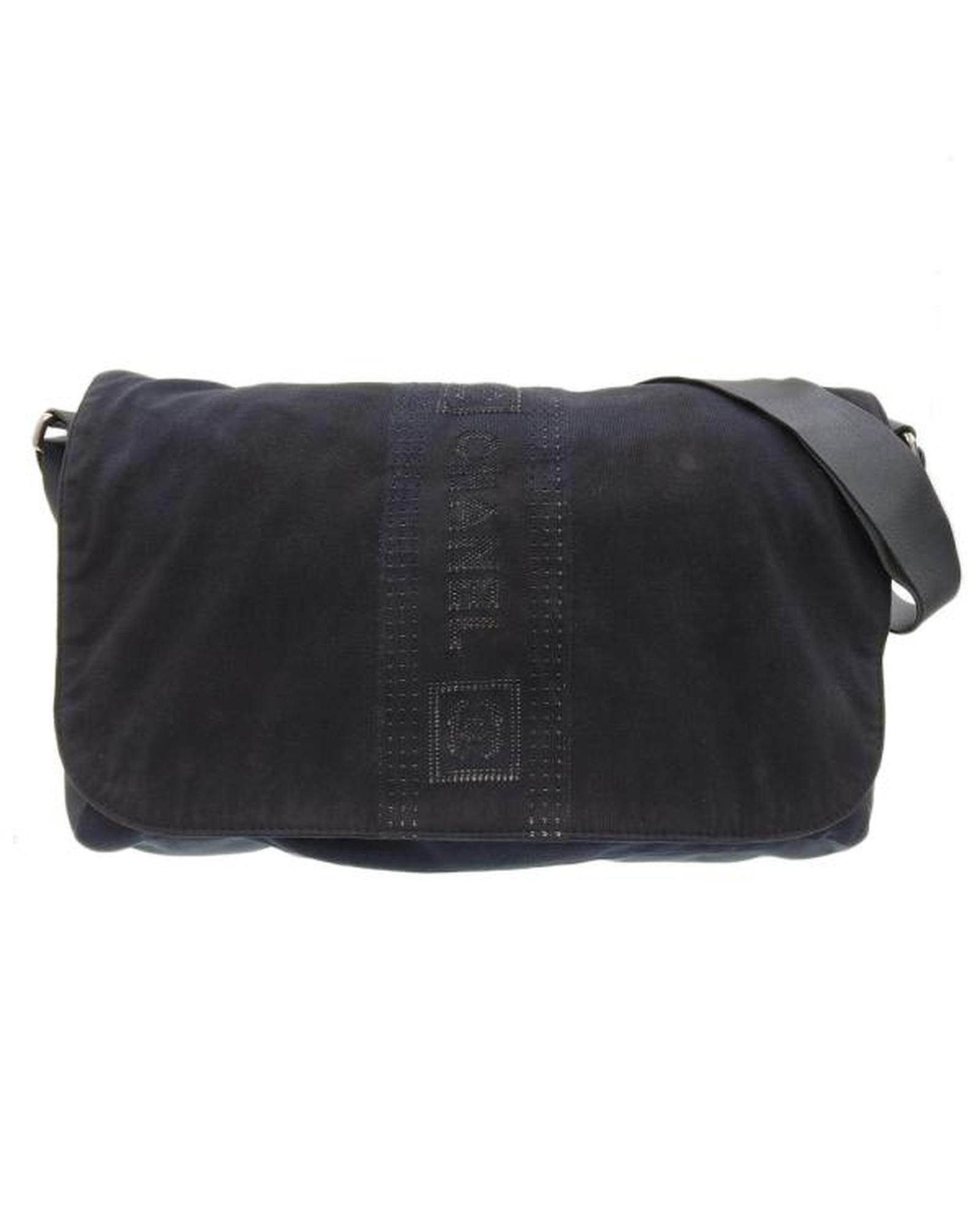 image of Chanel Black Logo Messenger Bag In Sport Ligne Design - B Condition, Women's