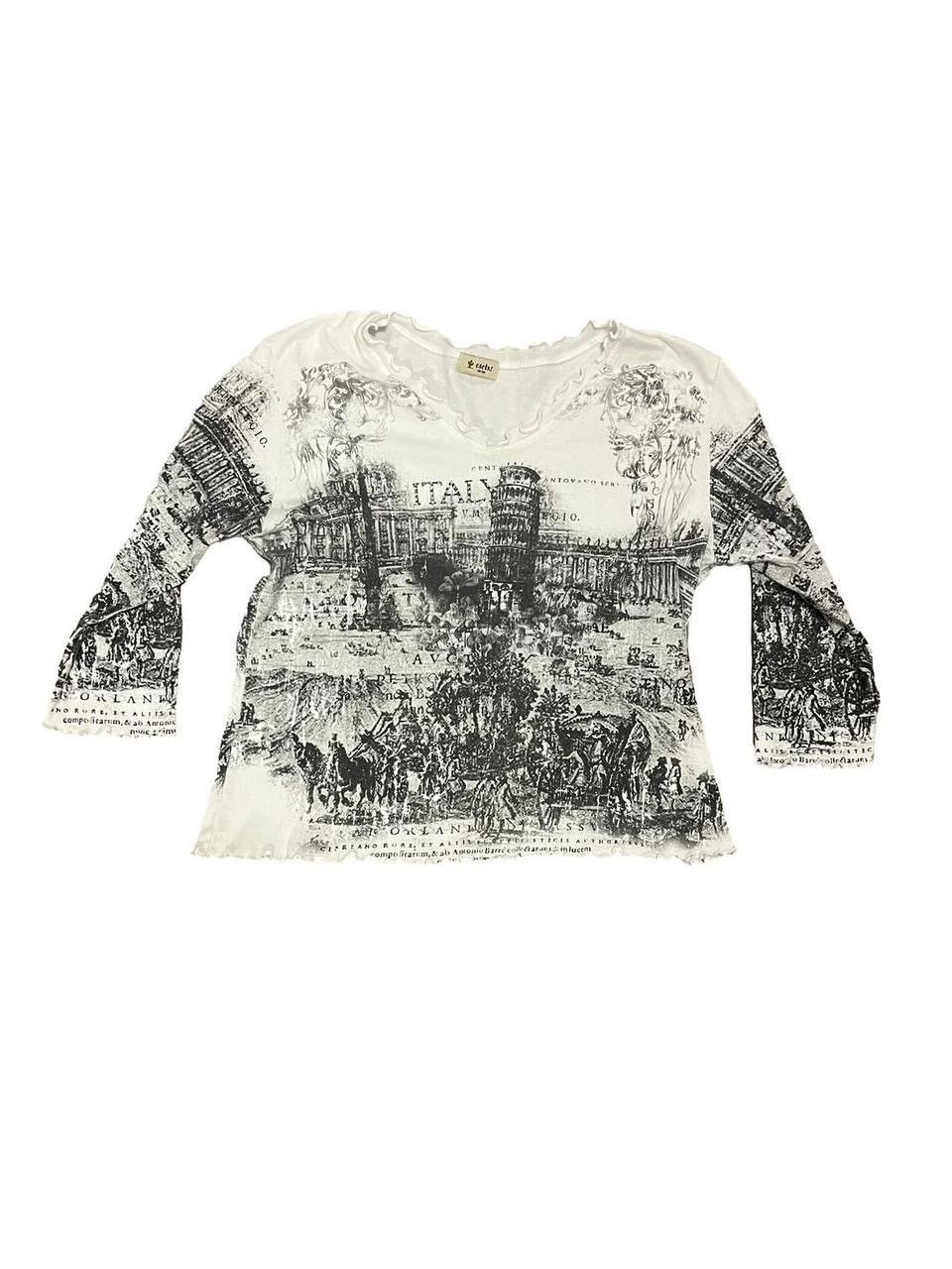 Other Italy Long Sleeve Shirt AOP Rhinestone Graphic Size L / US 10 / IT 46 - 1 Thumbnail