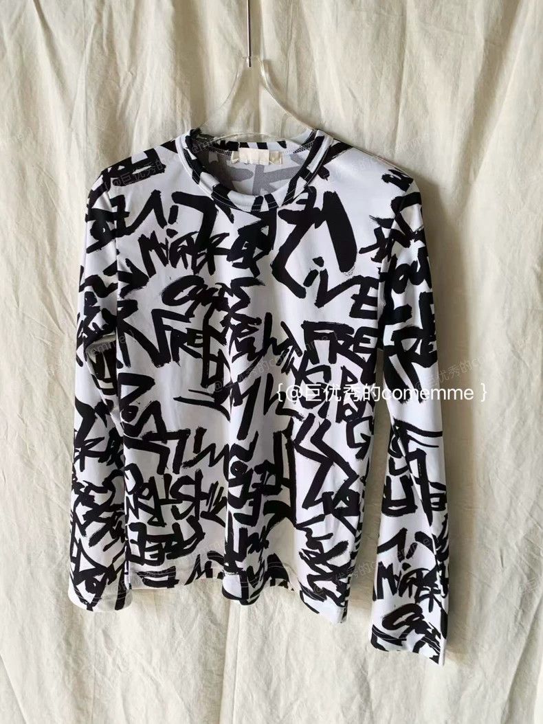 Comme des Garcons Comme Des Garcons Graffiti Text Black and White Crew Neck Size S / US 4 / IT 40 - 3 Thumbnail