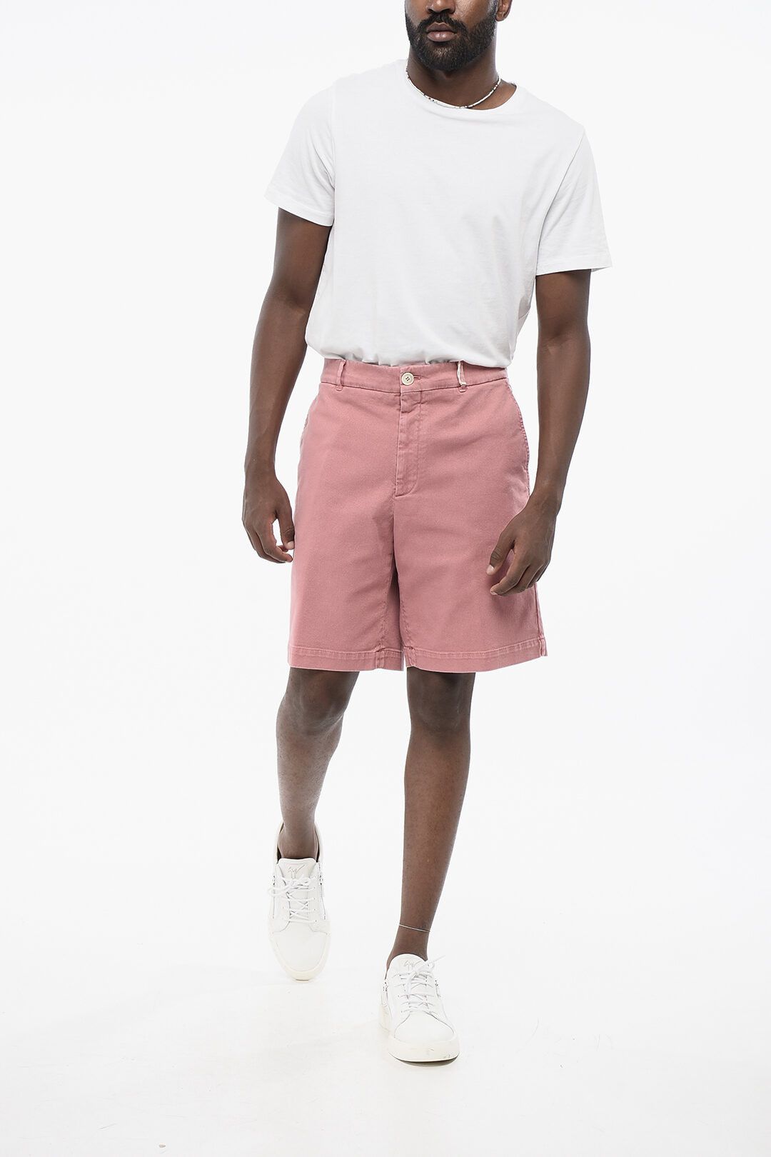 Brunello Cucinelli og1mm0825 Twill Cotton Chinos Short in Pink Size US 30 / EU 46 - 3 Thumbnail
