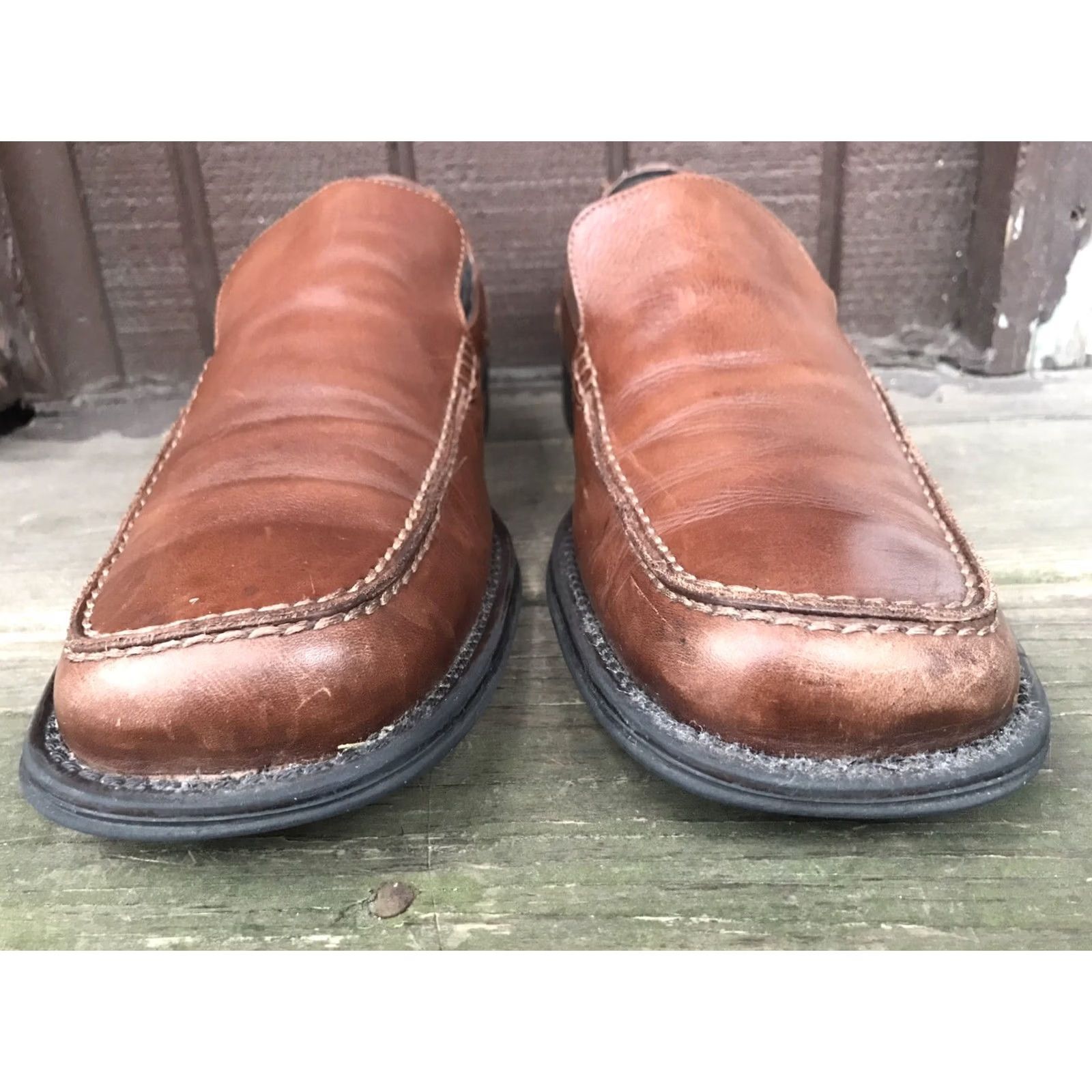 Vintage Bostonian Loafers 20782 Mens Sz 11M Brown Leather MocToe Casual SlipOn Italy-510 Size US 11 / EU 44 - 2 Thumbnail