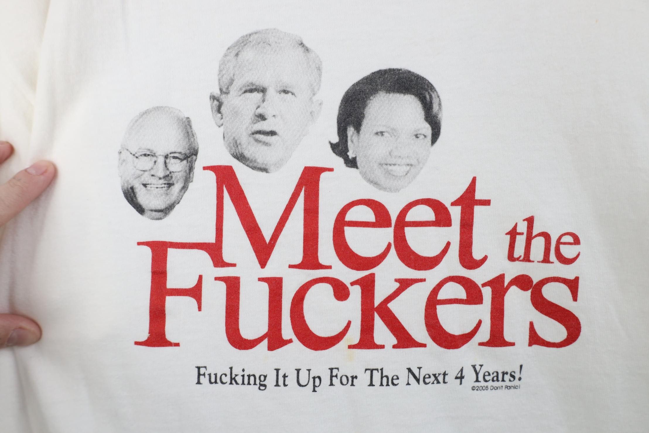 Vintage Vintage Meet the F*ckers Cheney Bush Rice Political T-Shirt Size US L / EU 52-54 / 3 - 4 Thumbnail