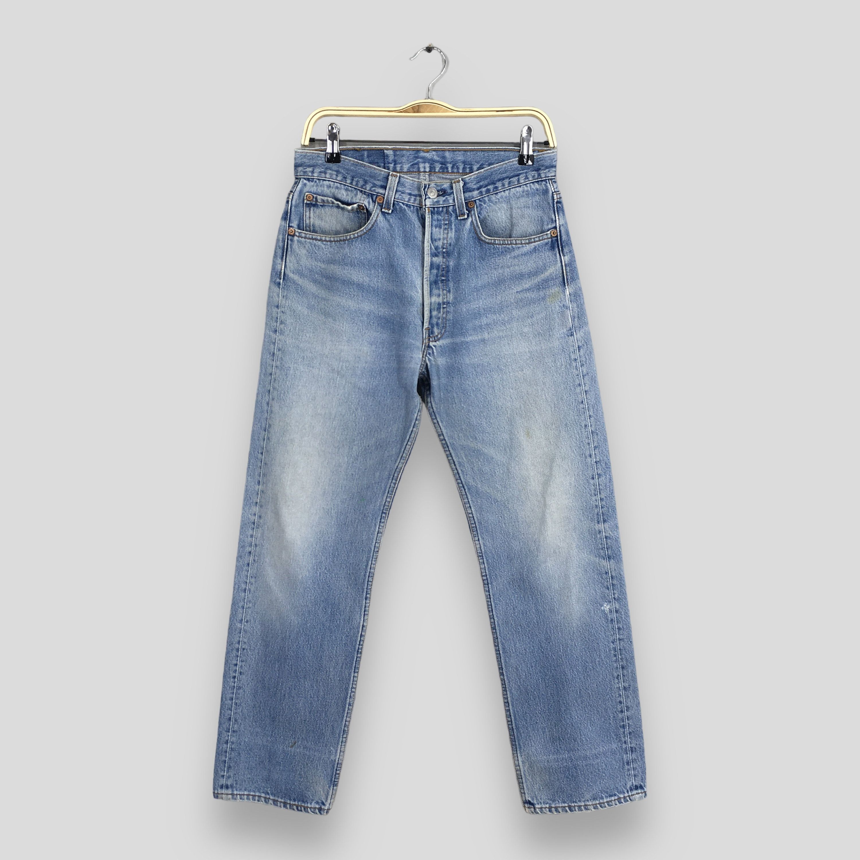 image of Size 28X27.5 Vintage 80's Levi's 501 Faded Blue Jeans, Men's