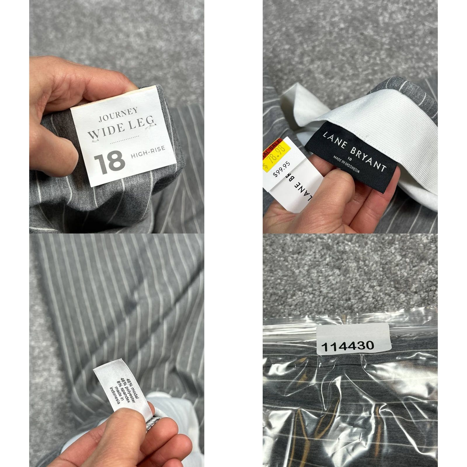 Vintage Lane Bryant Journey Wide-Leg Pants Womens 18 Gray Stretch Knit High Rise New Pants Regular Gray 18 Womens Lane Bryant Journey Wide-Leg Pants Size 40" / US 18 - 8 Thumbnail