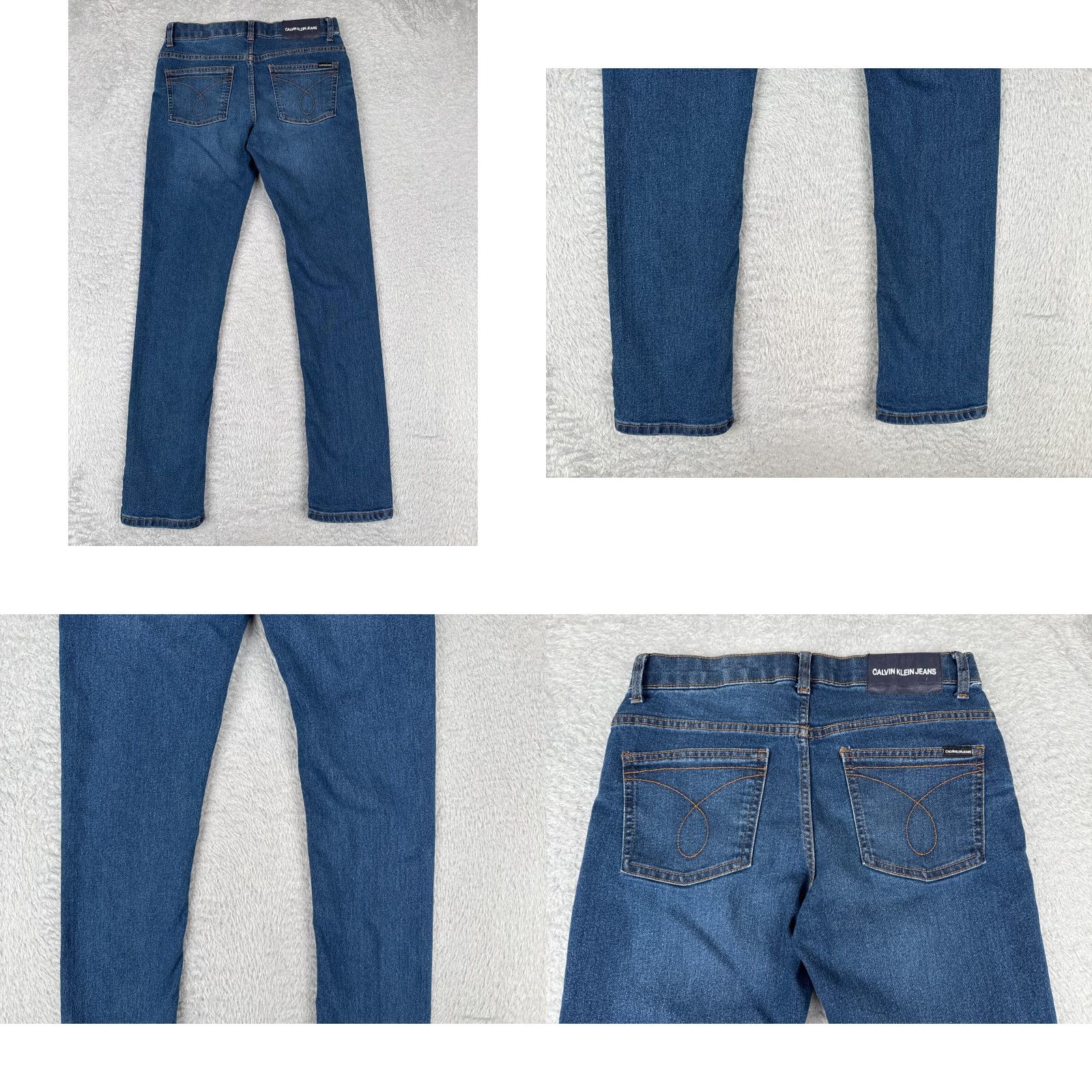 Calvin Klein Calvin Klein Jeans Women Blue Denim 14 Straight Skinny Mid 28x28 Cotton Blend 5-Pocket Zipper Distressed Embroidered Size 36" / US 14 / IT 50 - 10 Thumbnail