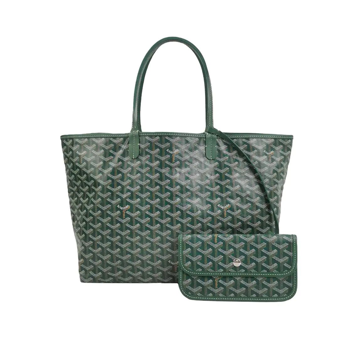 Goyard Saint Louis Green Coated Canvas Print Shoulder Bag Sub-Pocket, Women's
