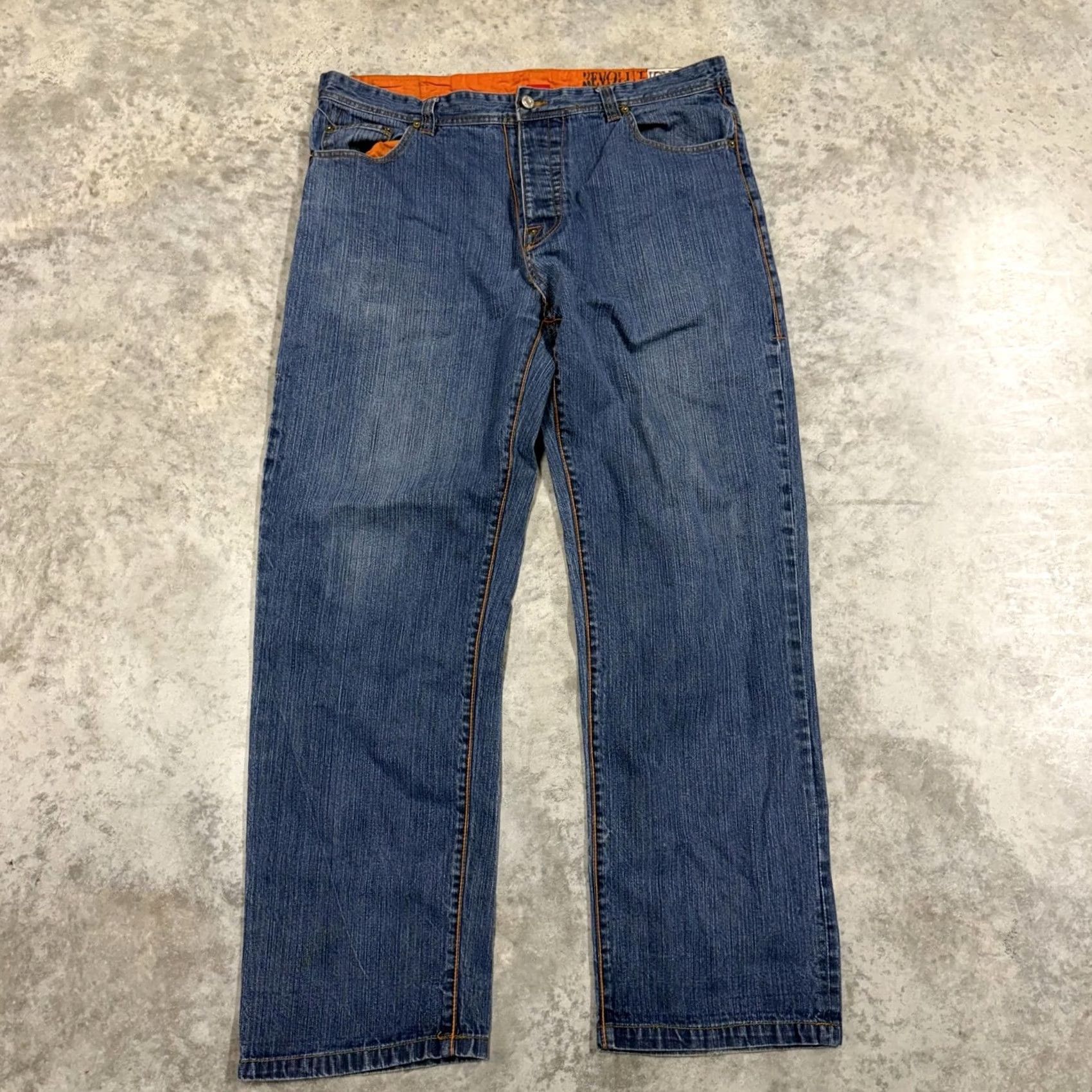 Denime Massive Jeans Mens 38x34 Blue Relaxed Fit Denim Pockets Southwestern Geometric Waist 38 Inseam 34 Classic Straight Vintage? Size US 38 / EU 54 - 4 Thumbnail