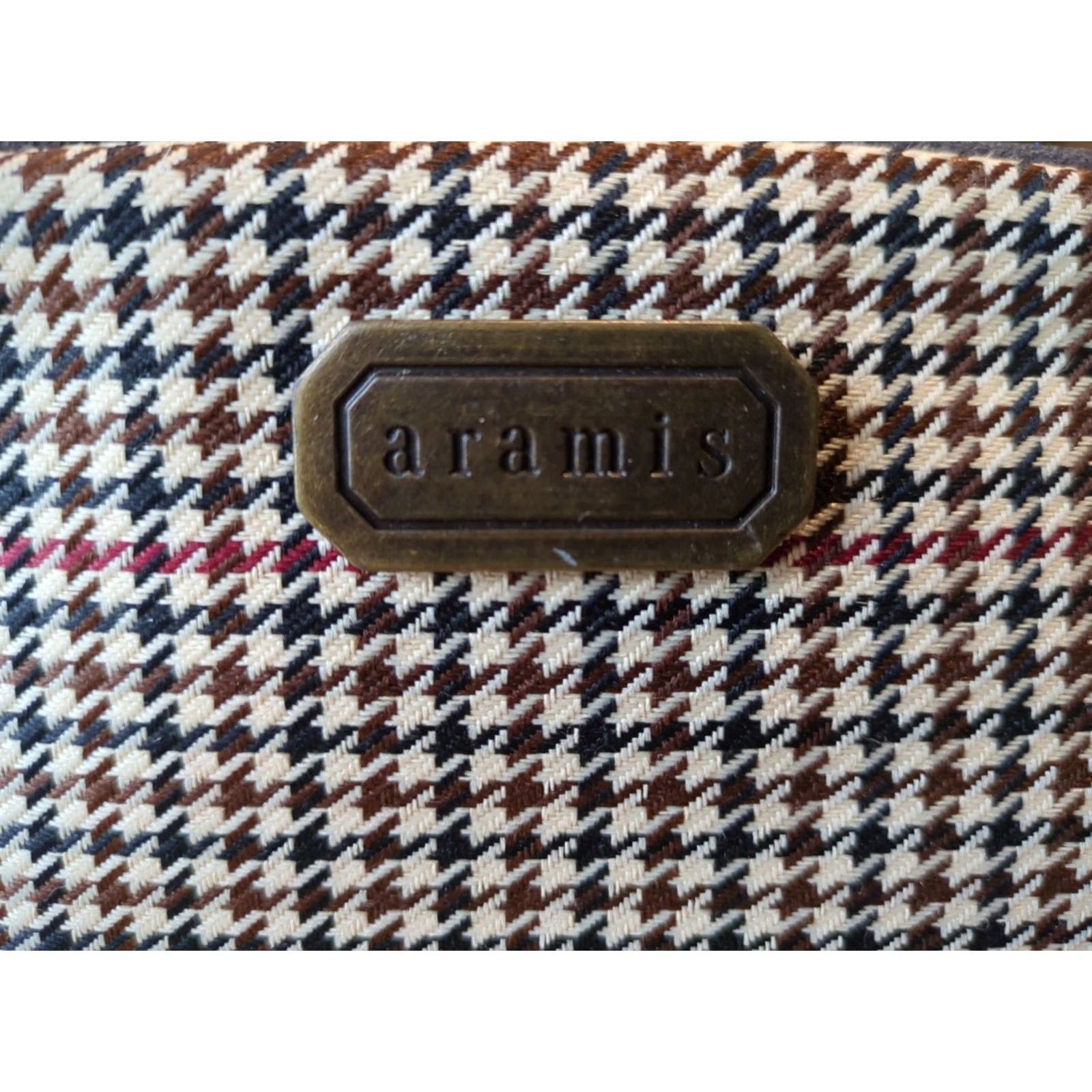 Vintage Aramis Mens Travel Toiletry Wash Bag Houndstooth Satchel Canvas Beige Zip Travel Classic Size ONE SIZE - 2 Thumbnail