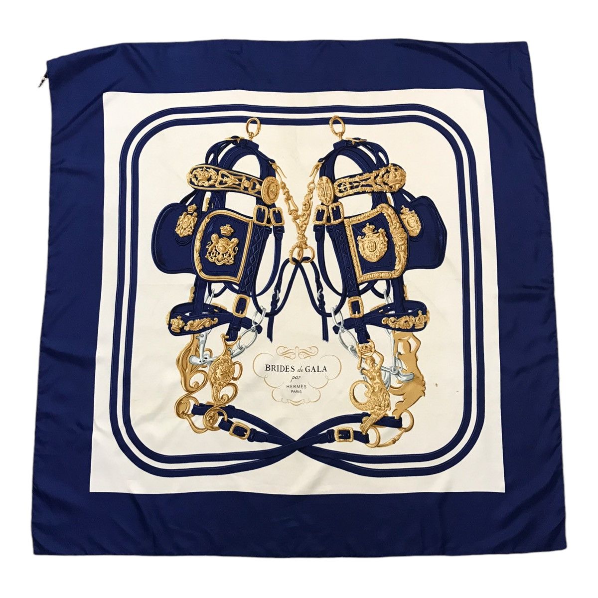 Hermes Vintage 90s Blue Hermes Brides De Gala Silk Scarf Size ONE SIZE - 1 Thumbnail