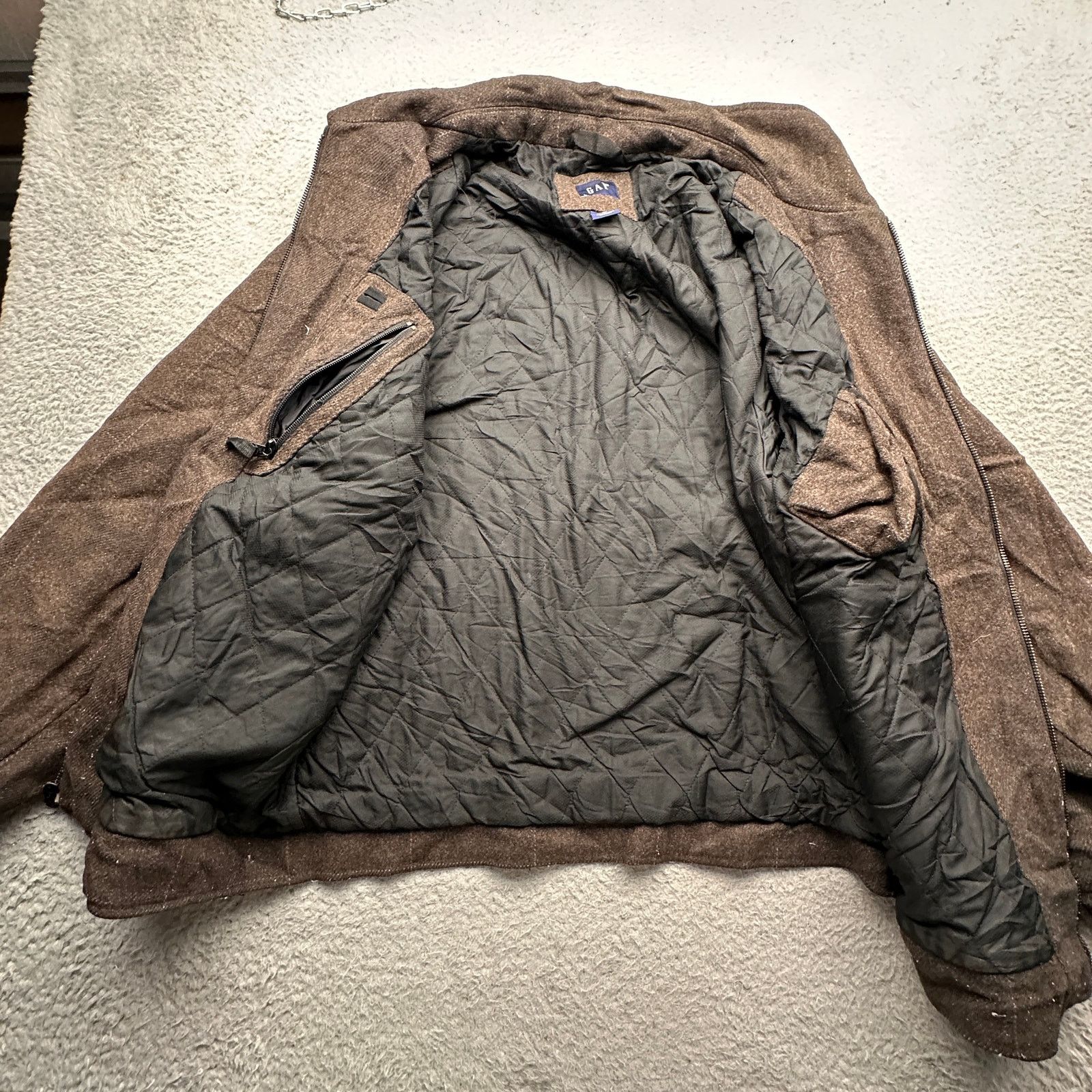 Gap GAP Wool Blend Quilt Lined Bomber Jacket Mens XL Grid Check Size US XL / EU 56 / 4 - 9 Thumbnail