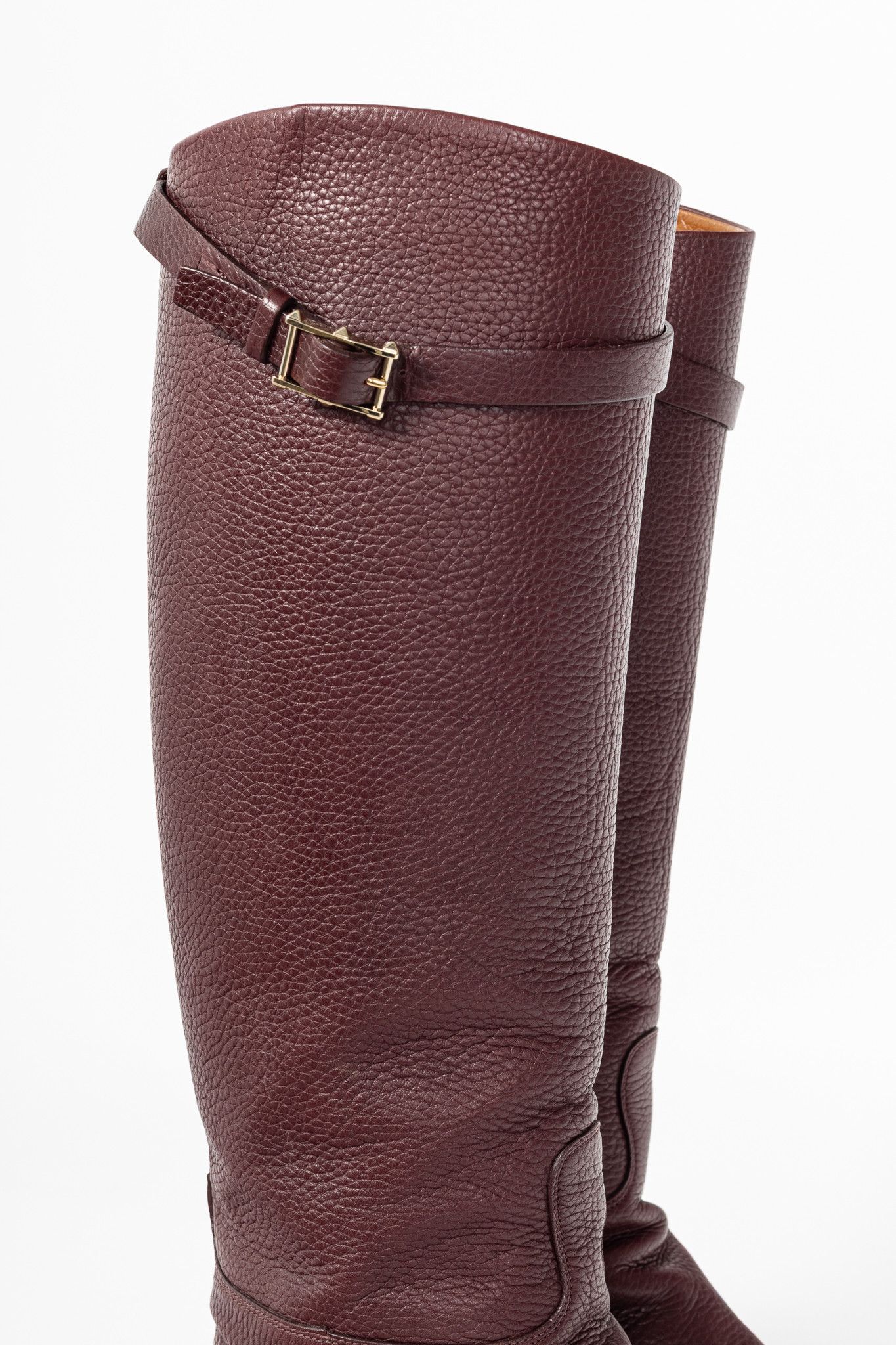 Valentino Valentino Garavani Pebbled Rockstud-Buckle Riding Boots Size US 8.5 / IT 38.5 - 7 Thumbnail