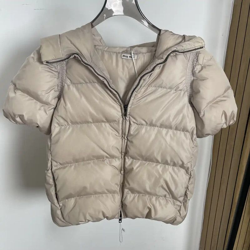 Miu Miu Miu Miu Women's Light Beige Down Jacket 0089 Size L / US 10 / IT 46 - 1 Thumbnail