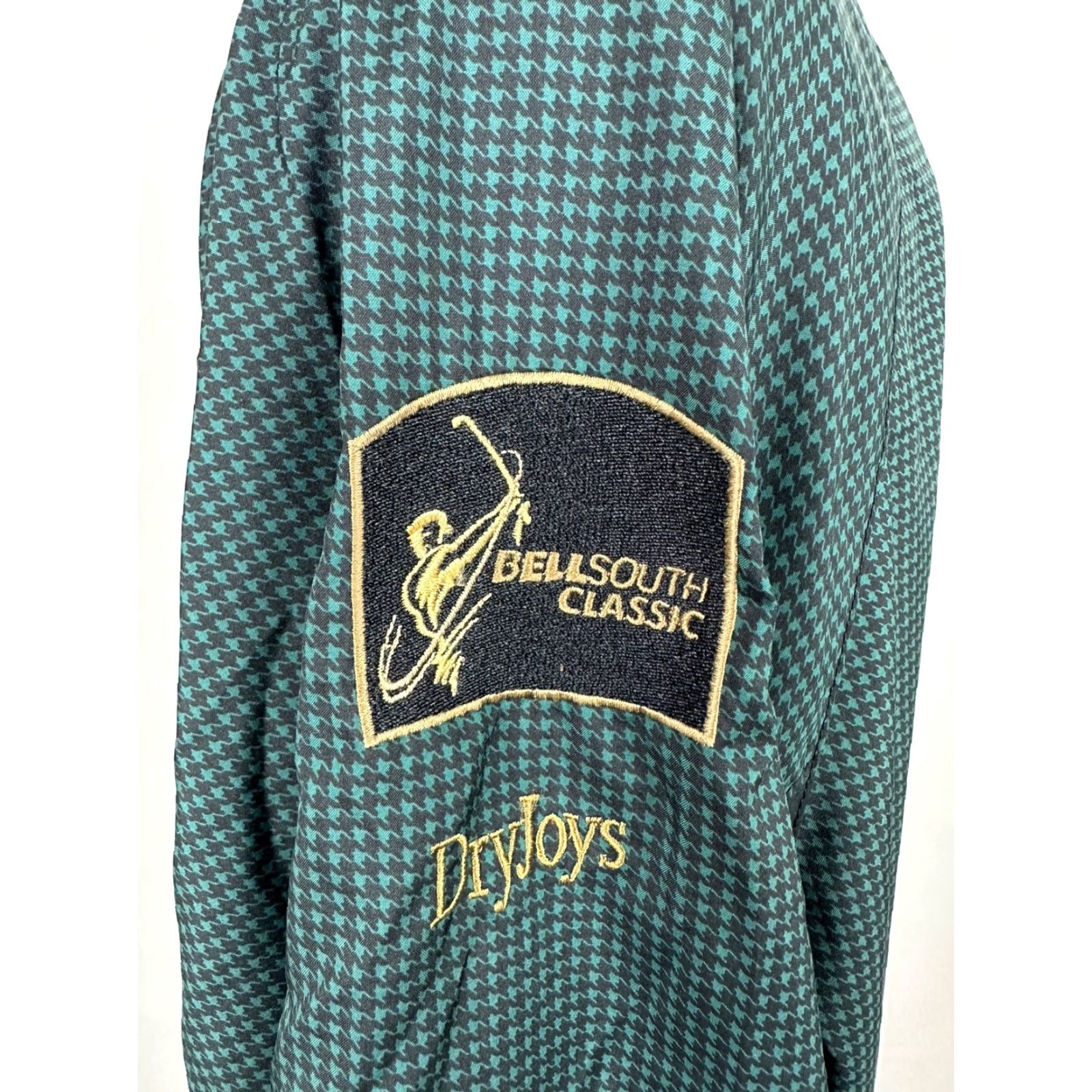 Footjoy VINTAGE FootJoy DryJoys Golf Windbreaker Jacket Men Large Full-Zip Lined Houndstooth Bellsouth Green Size US L / EU 52-54 / 3 - 7 Thumbnail