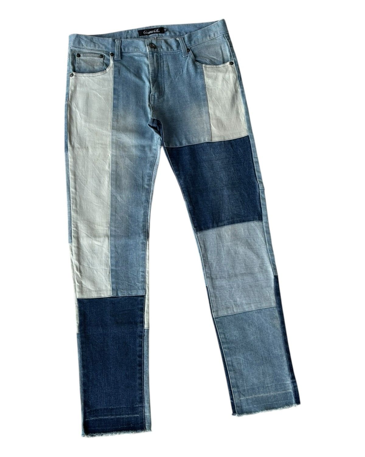 Japanese Brand 🔥CavariA PATCHWORK RELEASE HEM DENIM JEANS SLIM Size US 32 / EU 48 - 5 Thumbnail
