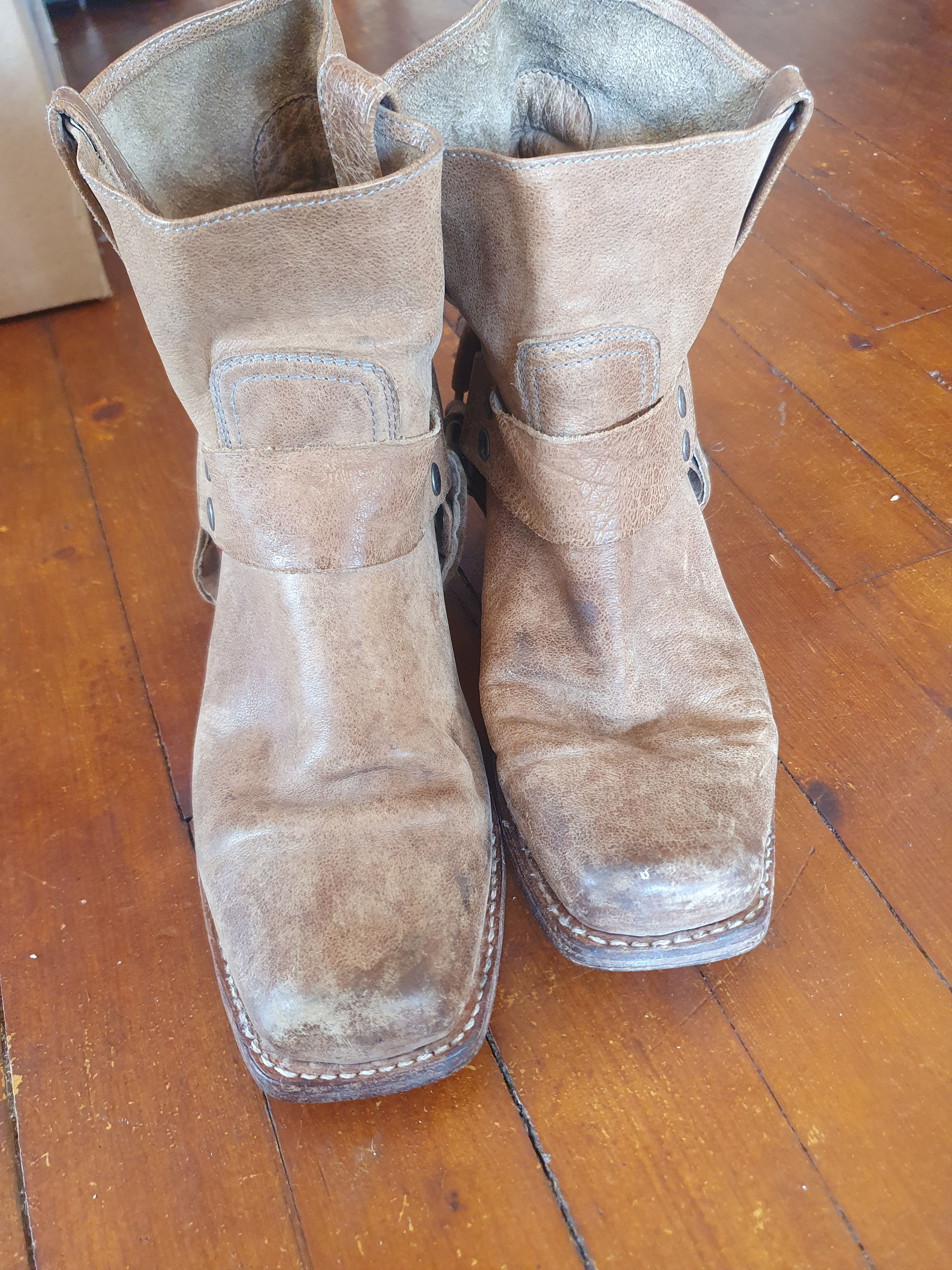 Sendra × Vintage Sendra Boots 8768 Square Ankle Leather Harness Biker Boots Size US 8 / IT 38 - 5 Thumbnail