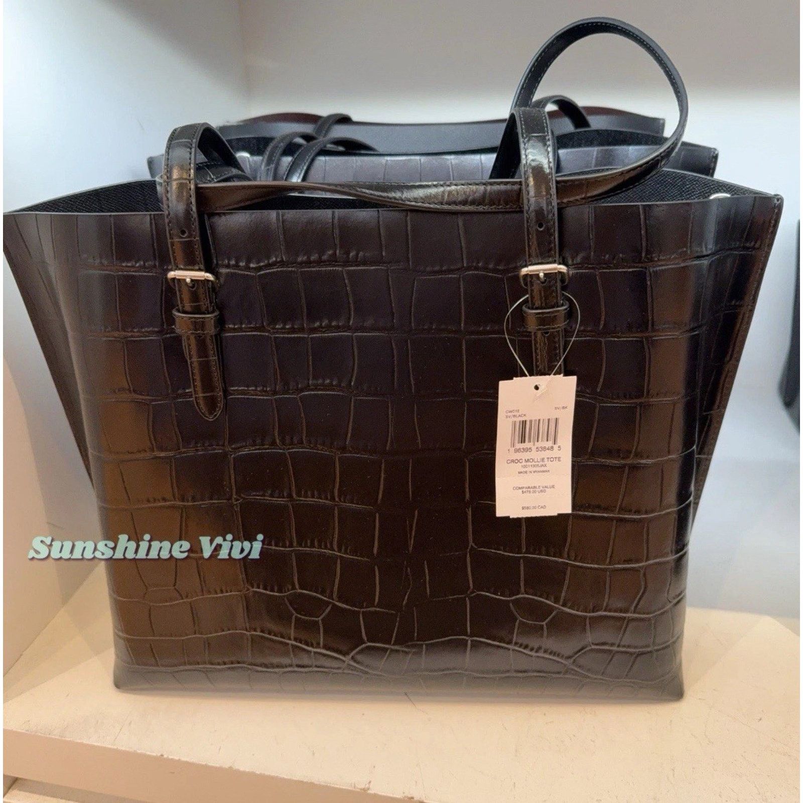 Coach NWT Coach Large Mollie Tote Bag leather CW018 Black Size ONE SIZE - 2 Thumbnail