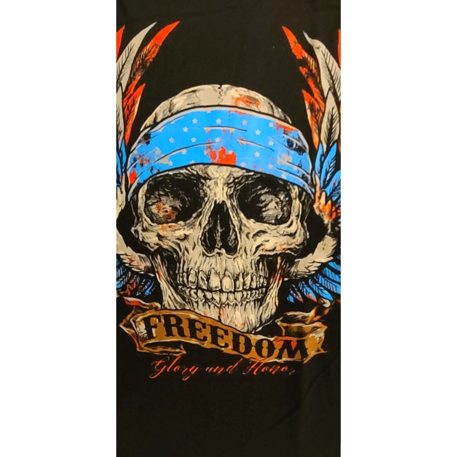 Vintage VINTAGE Unbranded Men's Sleeveless T-Shirt 90s Black Skull Wings USA American Freedom Honor Graphic Tee Size US M / EU 48-50 / 2 - 3 Thumbnail