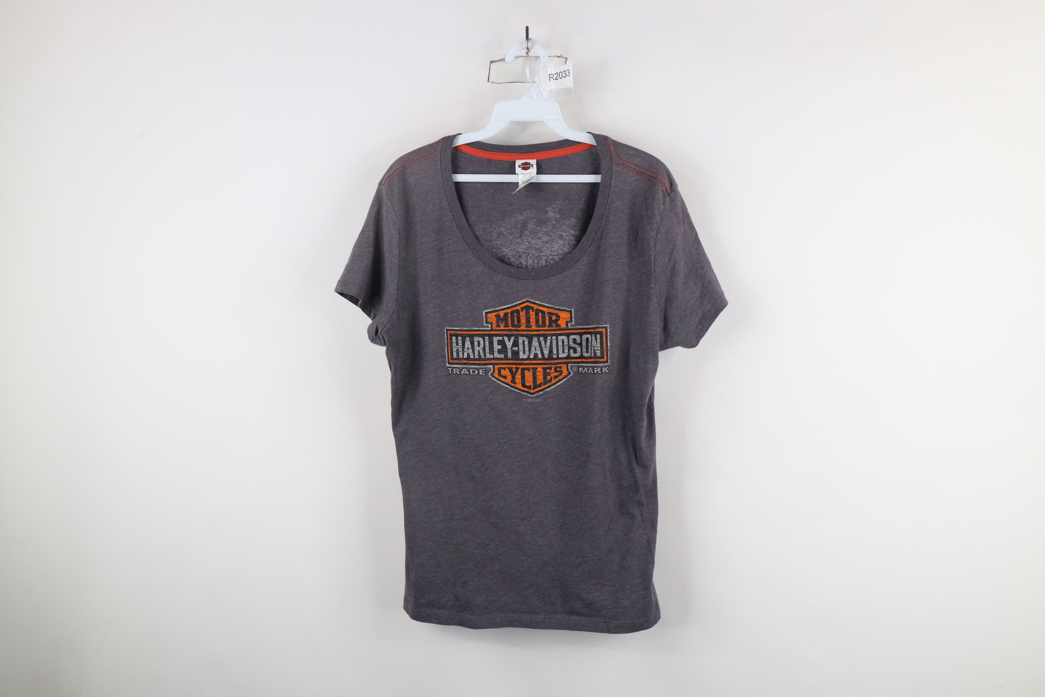 Harley Davidson × Vintage Y2K Harley Davidson Out Big Logo Jersey Knit T-Shirt Gray Size XL / US 12-14 / IT 48-50 - 1 Thumbnail